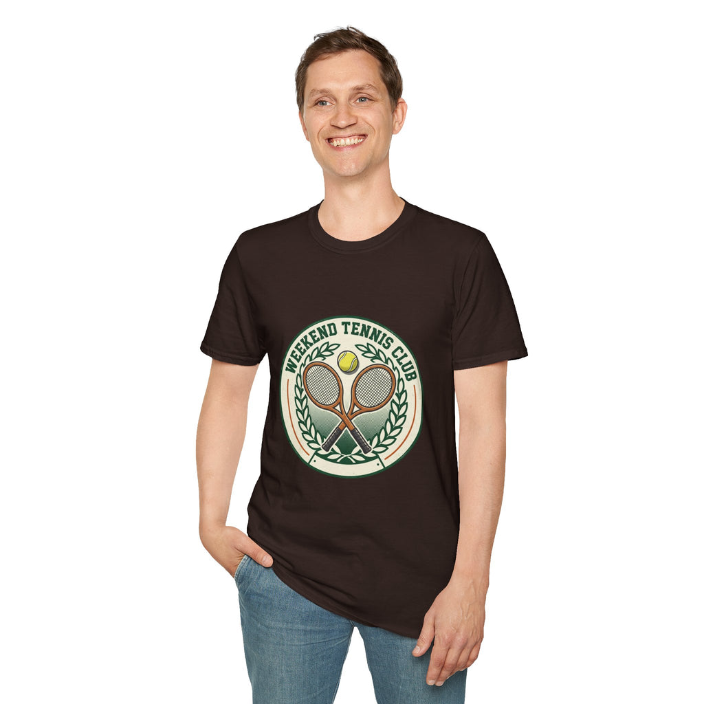 Weekend Tennis Club T-Shirt — Retro Tennis Racket & Ball Graphic