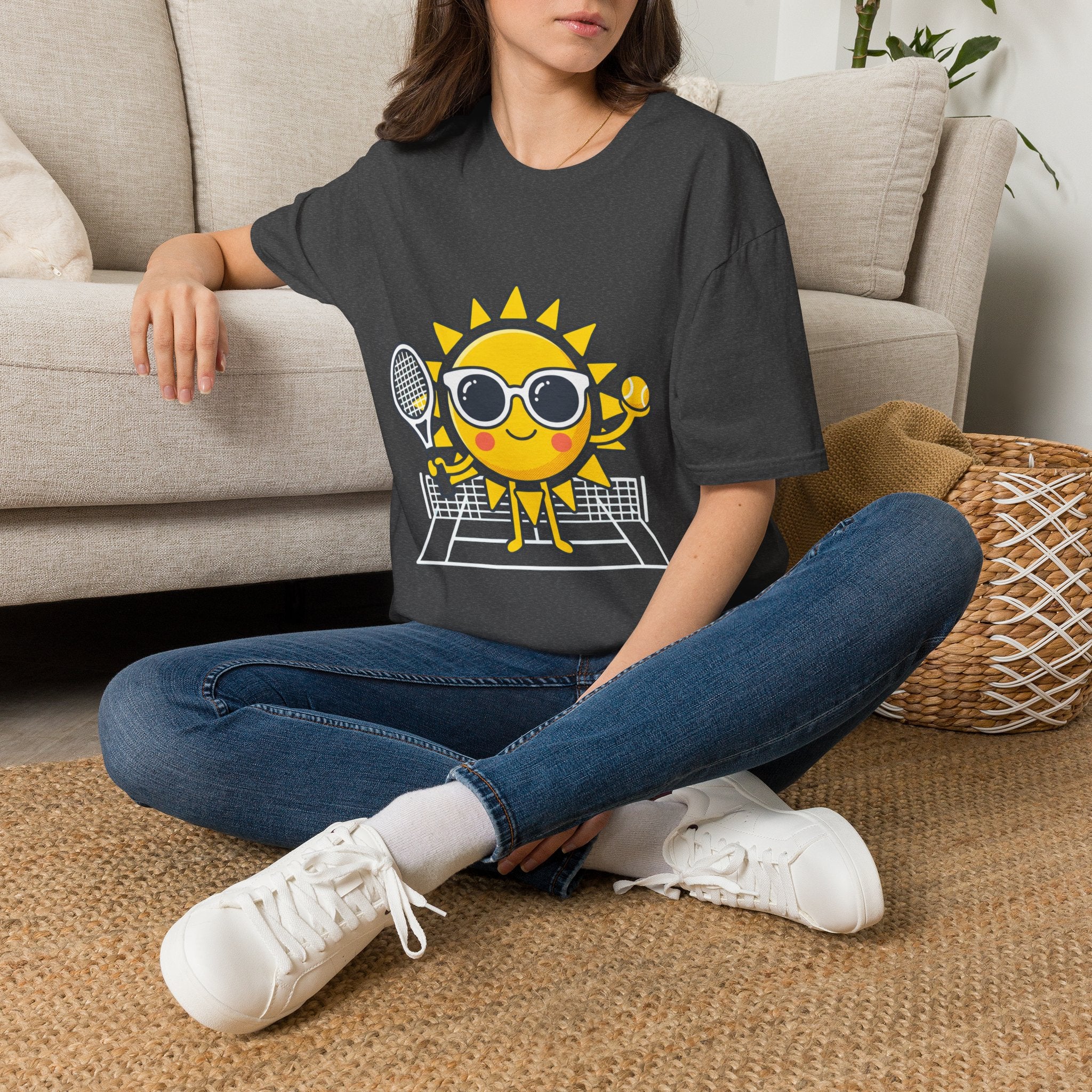 Sunshine Tennis Tee — Cute Sunglasses Sun Graphic T-Shirt