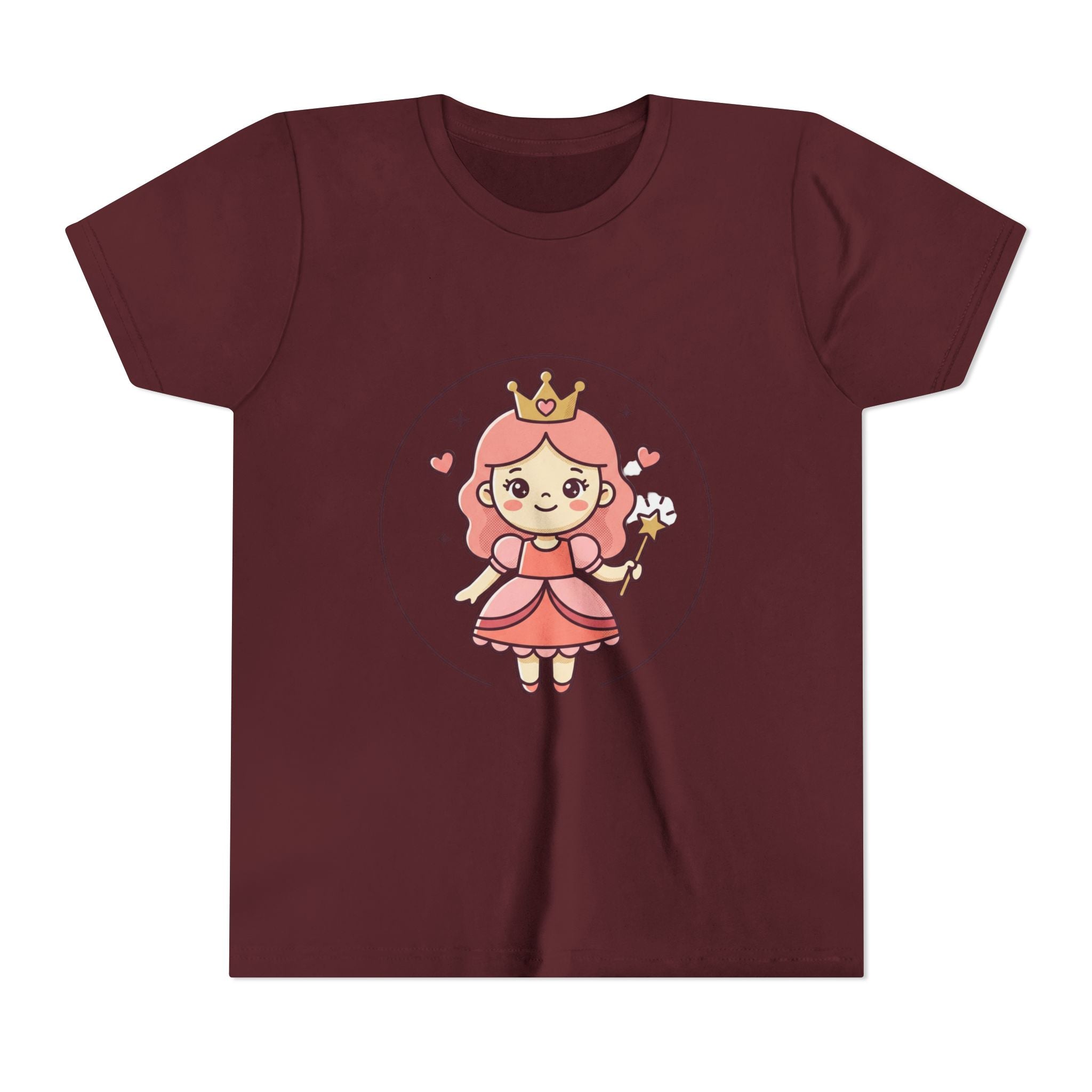 Princess Fairy Kids T-Shirt - Cute Pink Crowned Princess Graphic Youth Tee