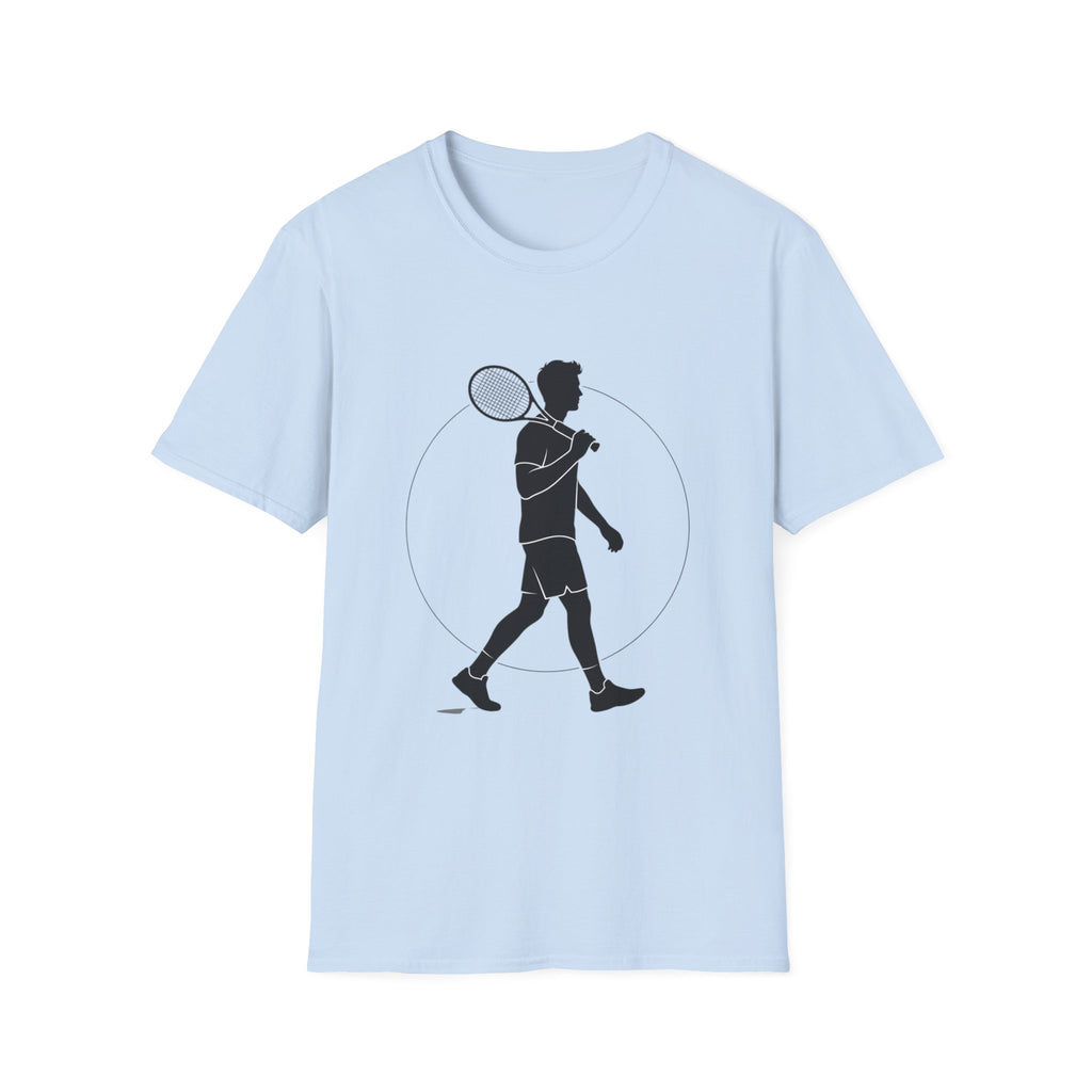 Tennis Player Silhouette T‑Shirt — Minimal Athletic Graphic Tee