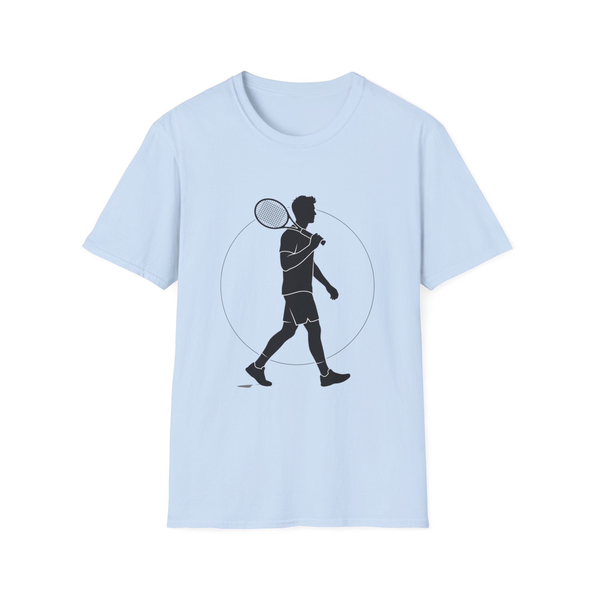 Tennis Player Silhouette T‑Shirt — Minimal Athletic Graphic Tee