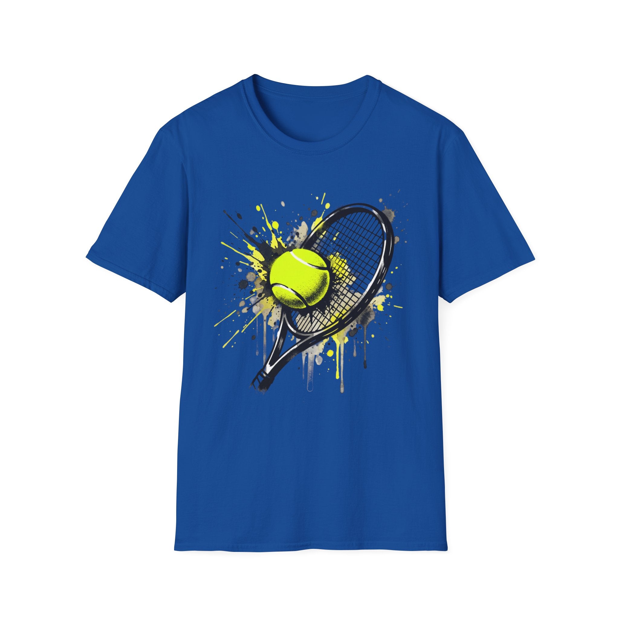 T-Shirt — Splash Tennis Racket & Ball Graphic Tee
