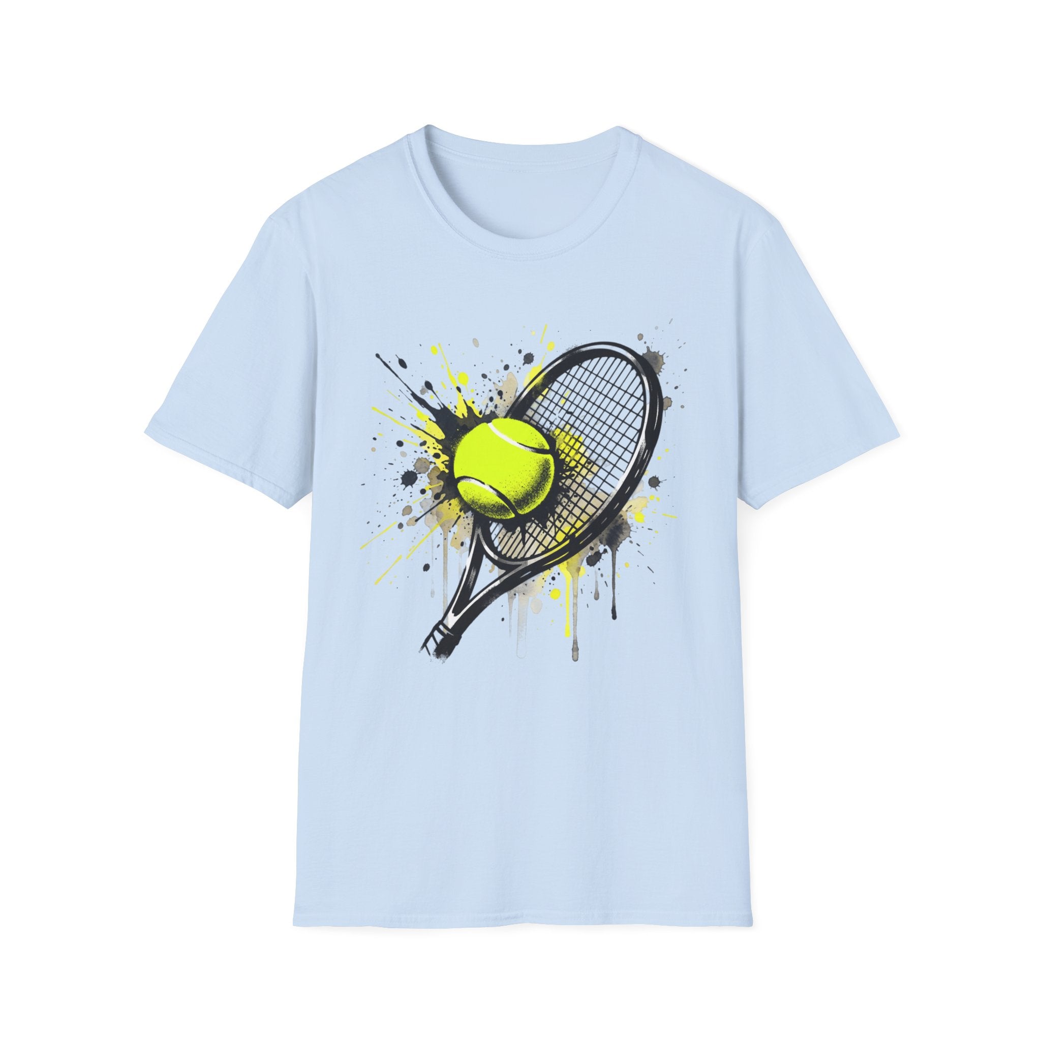 T-Shirt — Splash Tennis Racket & Ball Graphic Tee