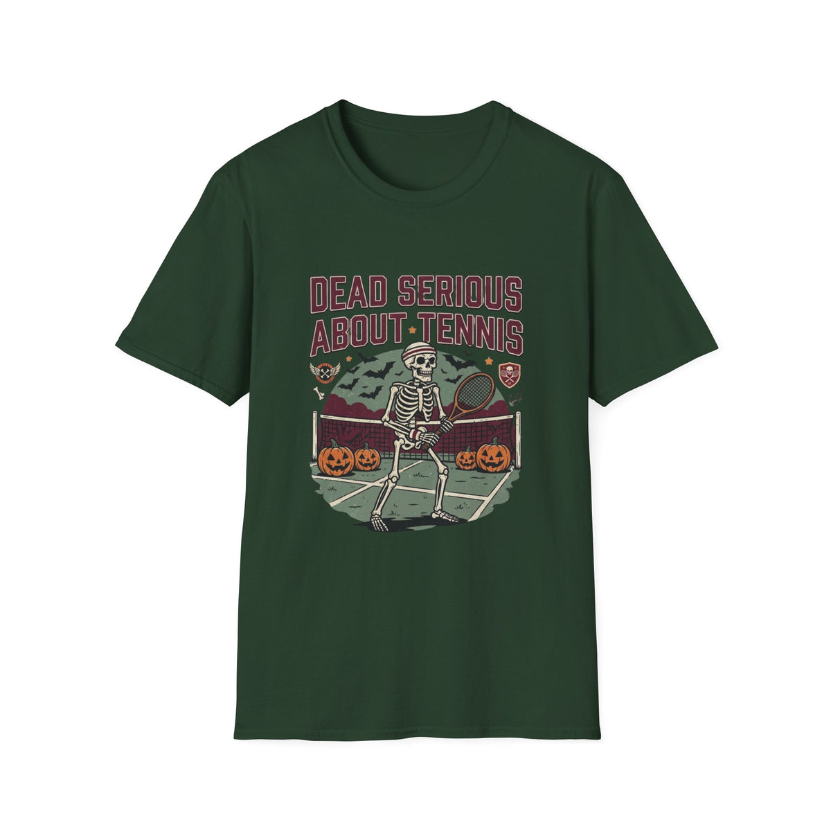 T-Shirt — "Dead Serious About Tennis" Skeleton Tennis Graphic Tee