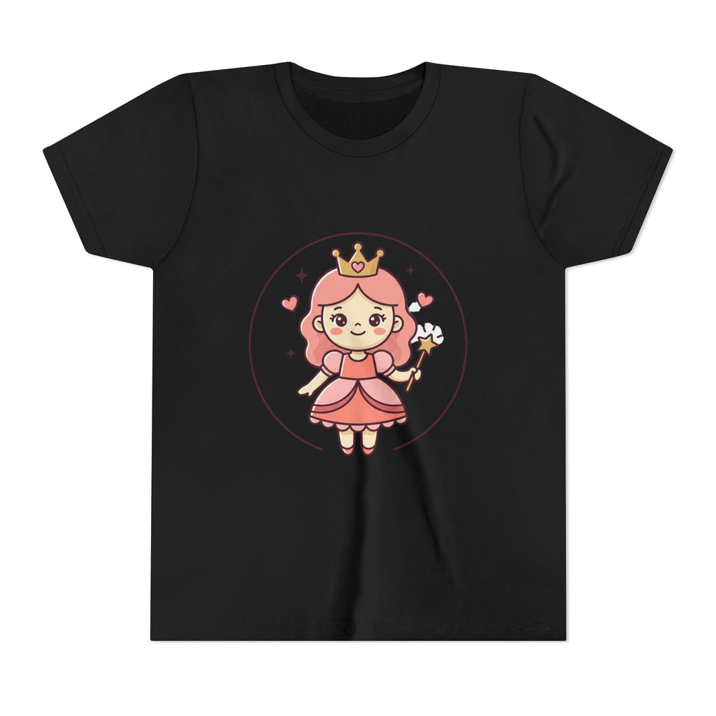 Princess Fairy Kids T-Shirt - Cute Pink Crowned Princess Graphic Youth Tee