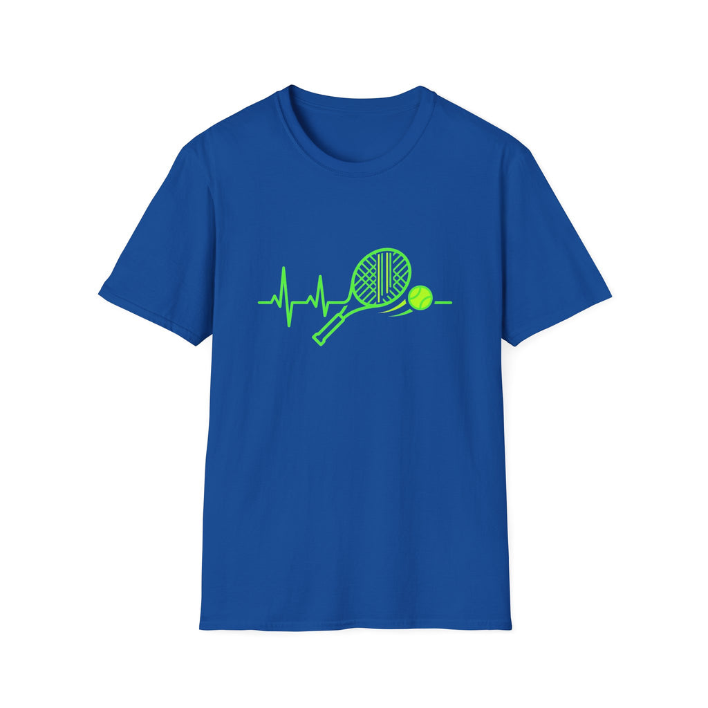 Tennis Racket Heartbeat T-Shirt — Neon Green Tennis Lover Tee