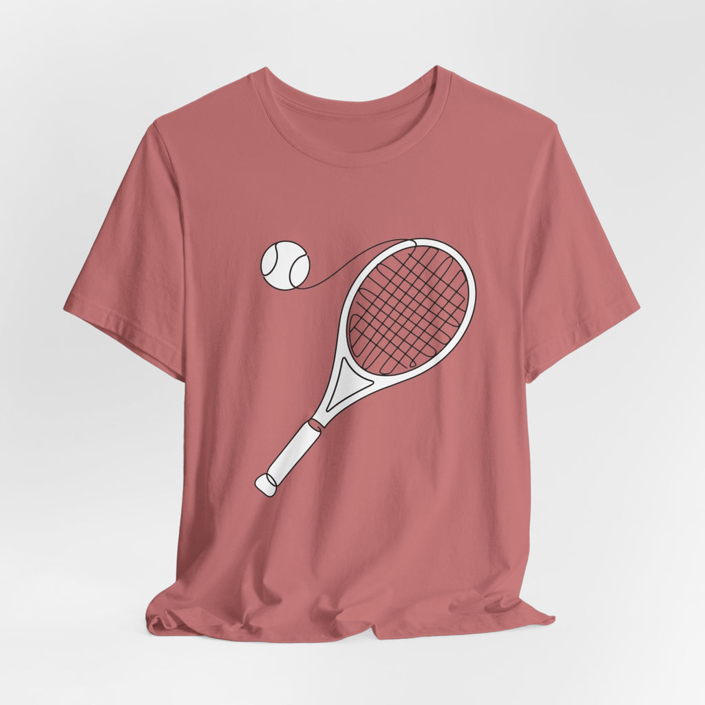 Tennis Racket & Ball Graphic Tee – Minimal Sports T‑Shirt for Players & Fans