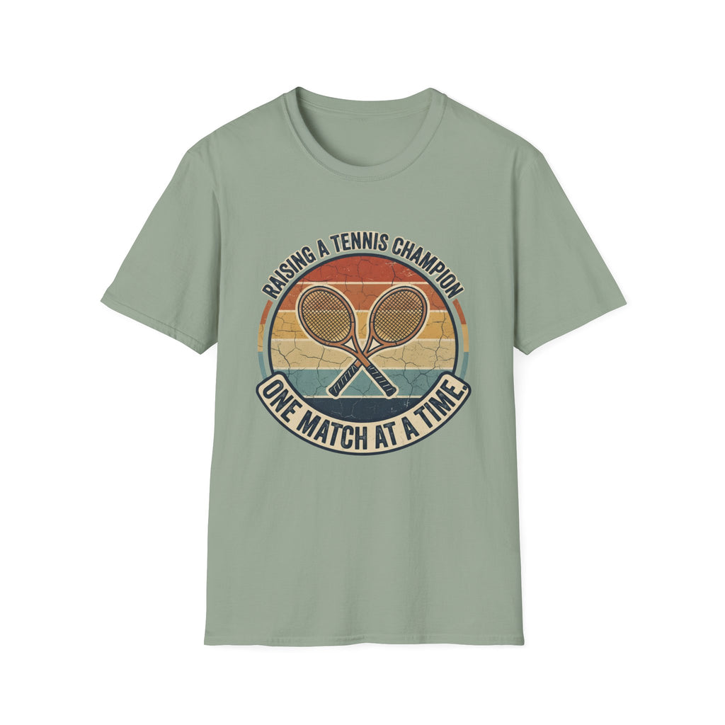 T-Shirt — Raising a Tennis Champion Vintage Graphic (“One Match at a Time”)