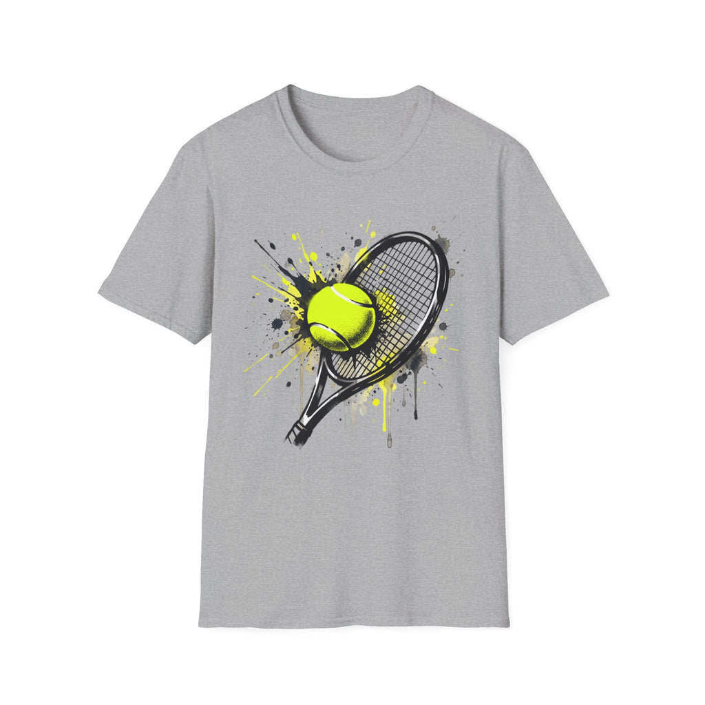 T-Shirt — Splash Tennis Racket & Ball Graphic Tee