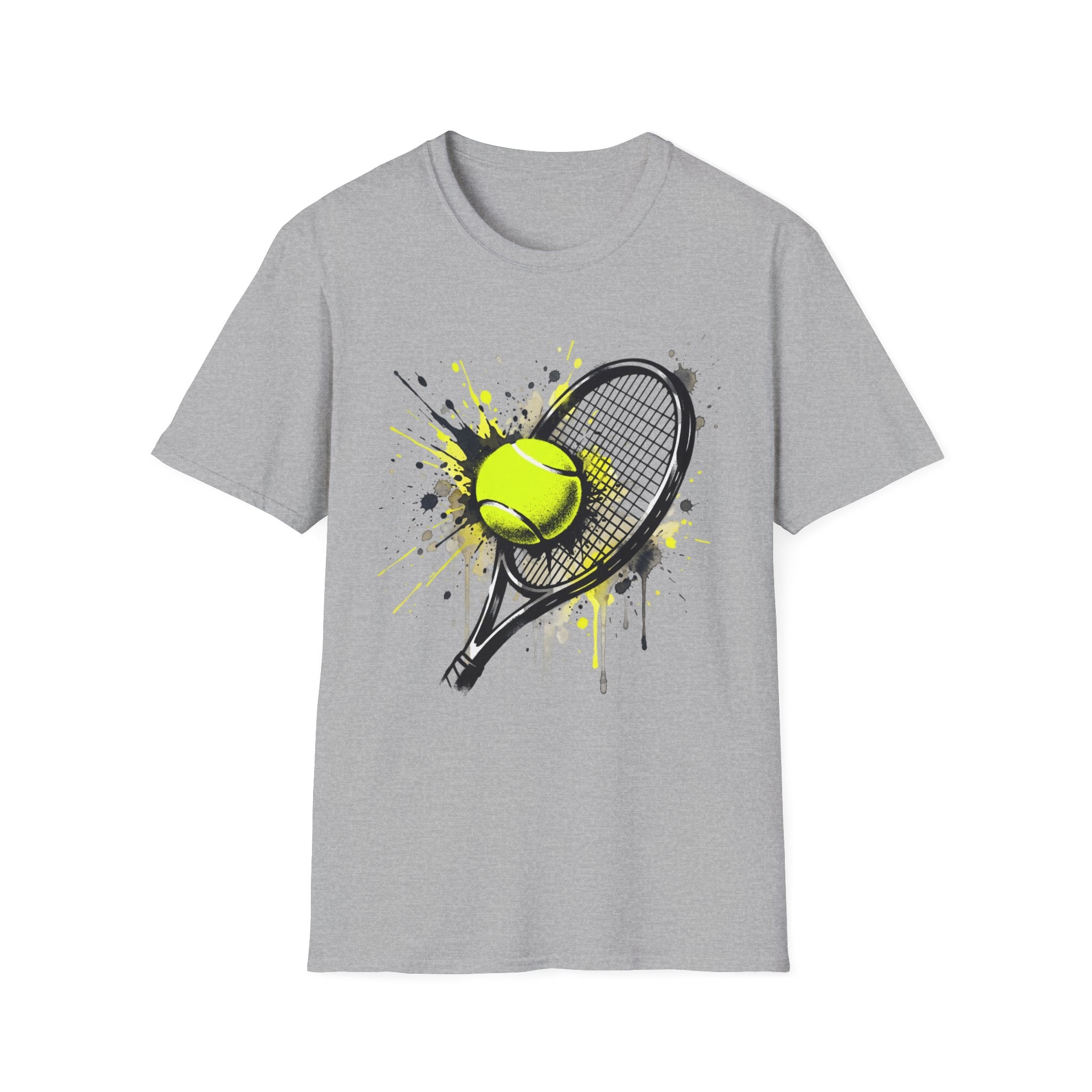 T-Shirt — Splash Tennis Racket & Ball Graphic Tee