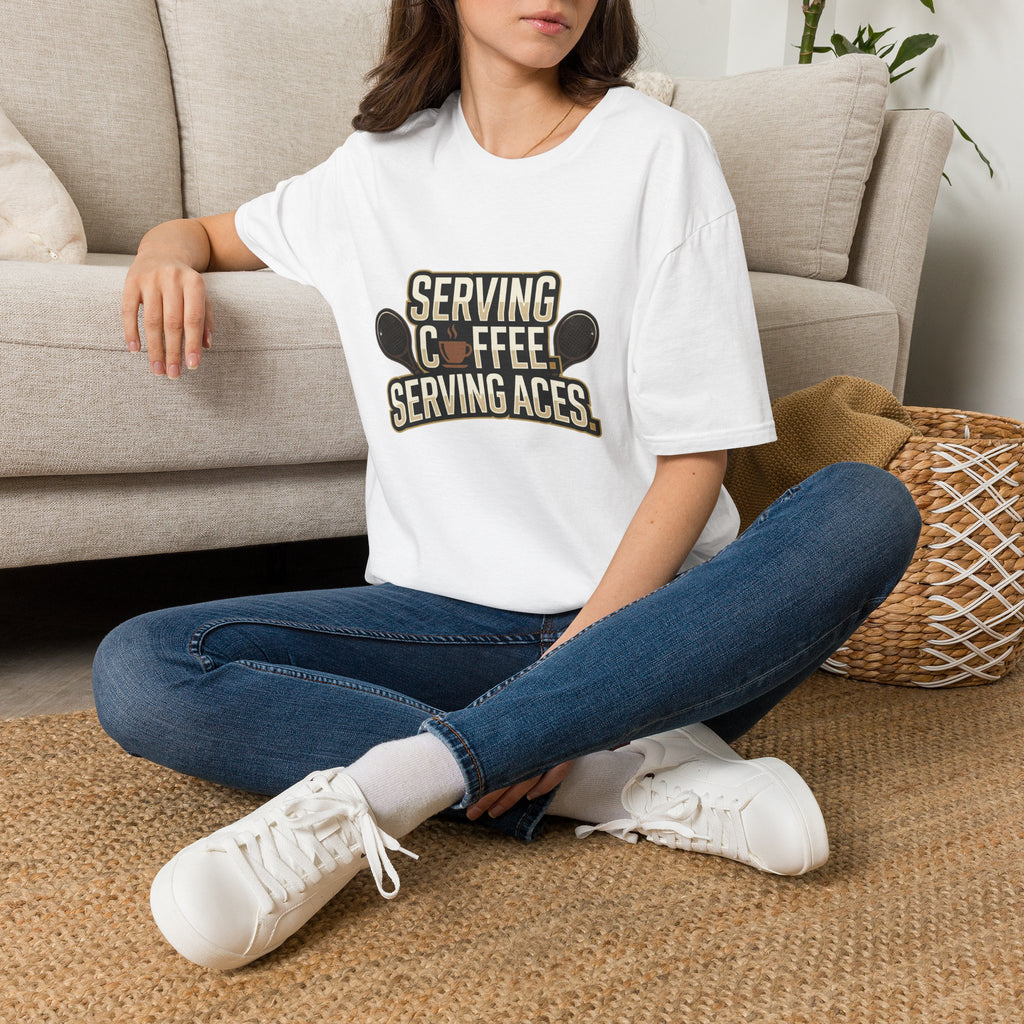 Serving Coffee, Serving Aces Tee — Tennis & Coffee Lover Graphic Shirt