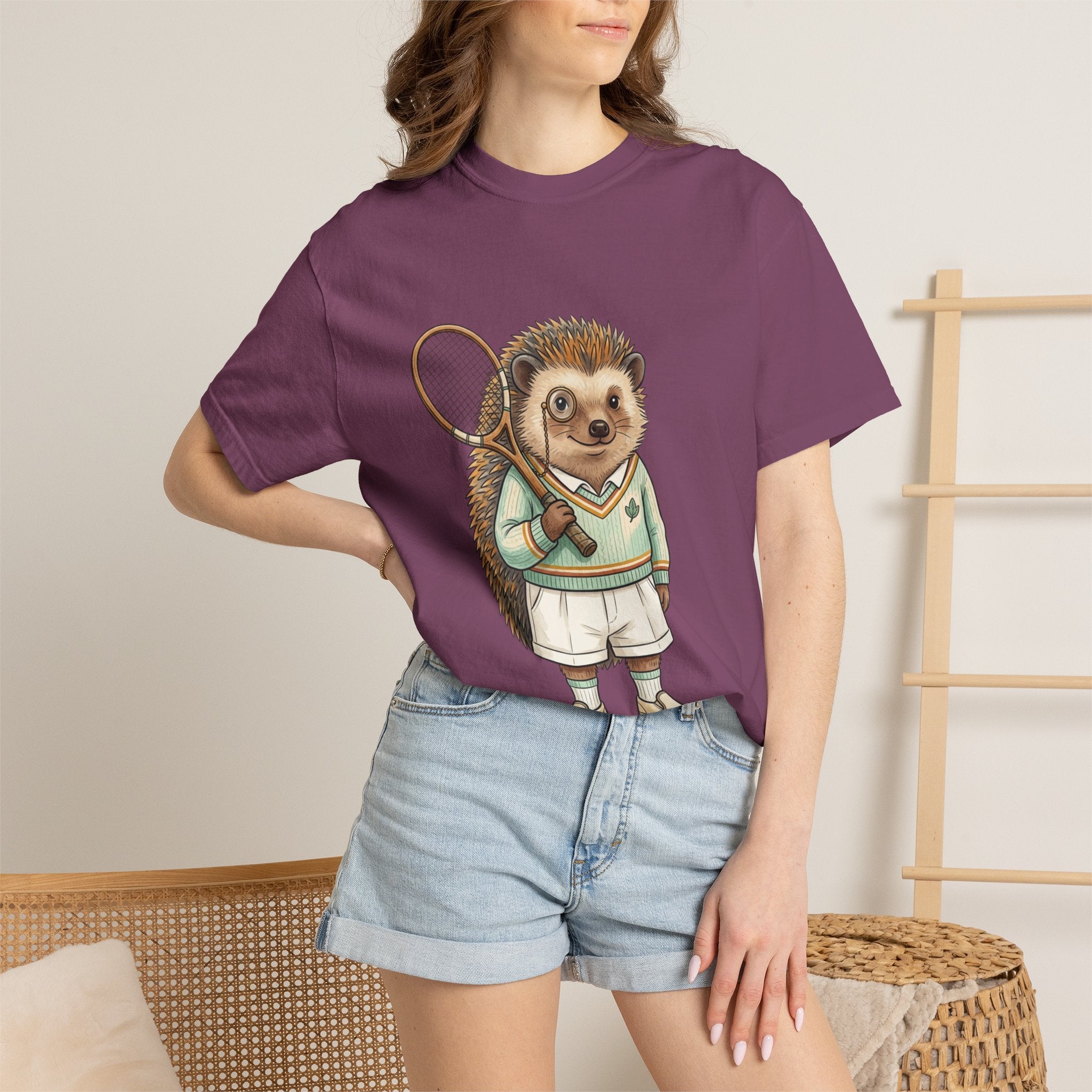 Hedgehog Tennis Player T‑Shirt — Cute Vintage Sports Animal Tee