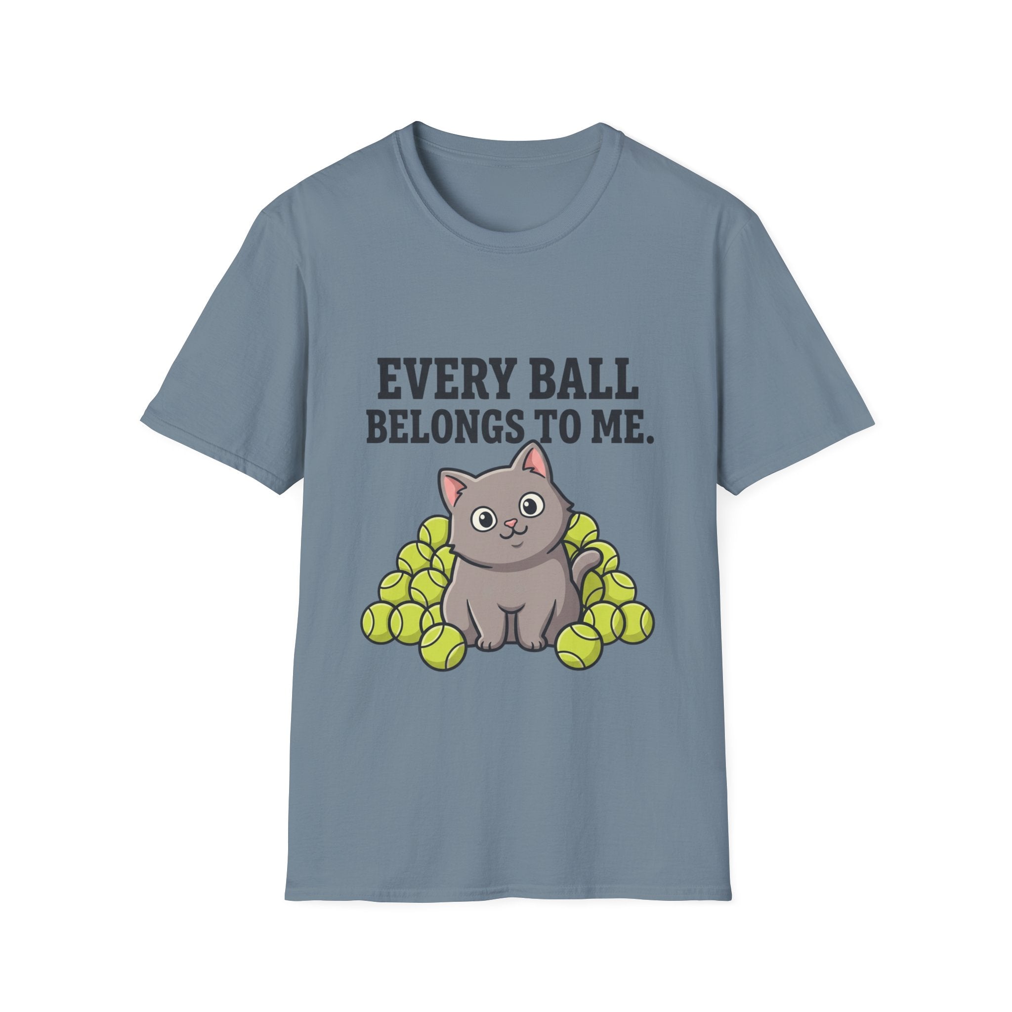 Every Ball Belongs to Me Cat T-Shirt — Cute Tennis Ball Cat Tee for Pet Lovers