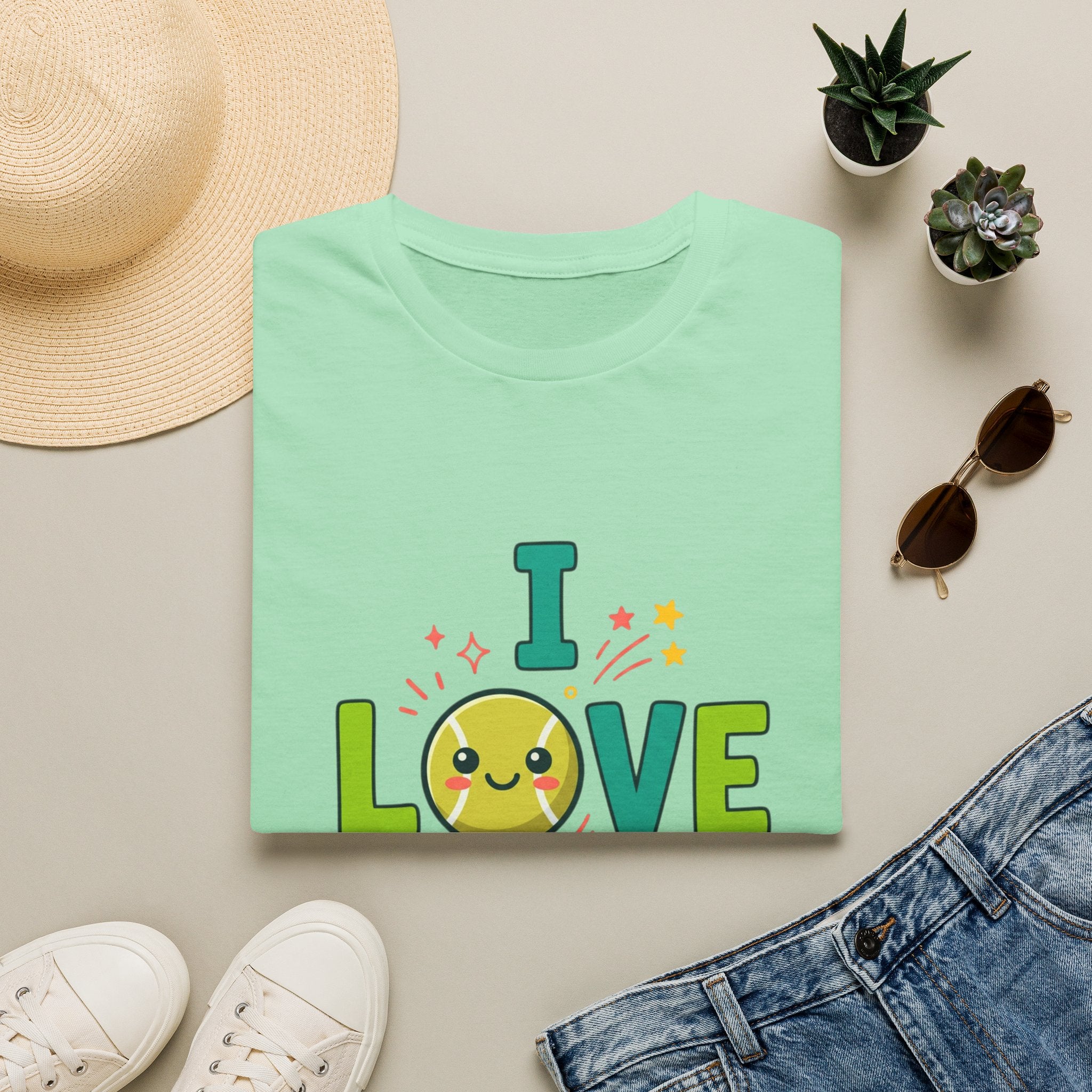 I Love Tennis T-Shirt — Cute Smiley Tennis Ball Tee for Players & Fans