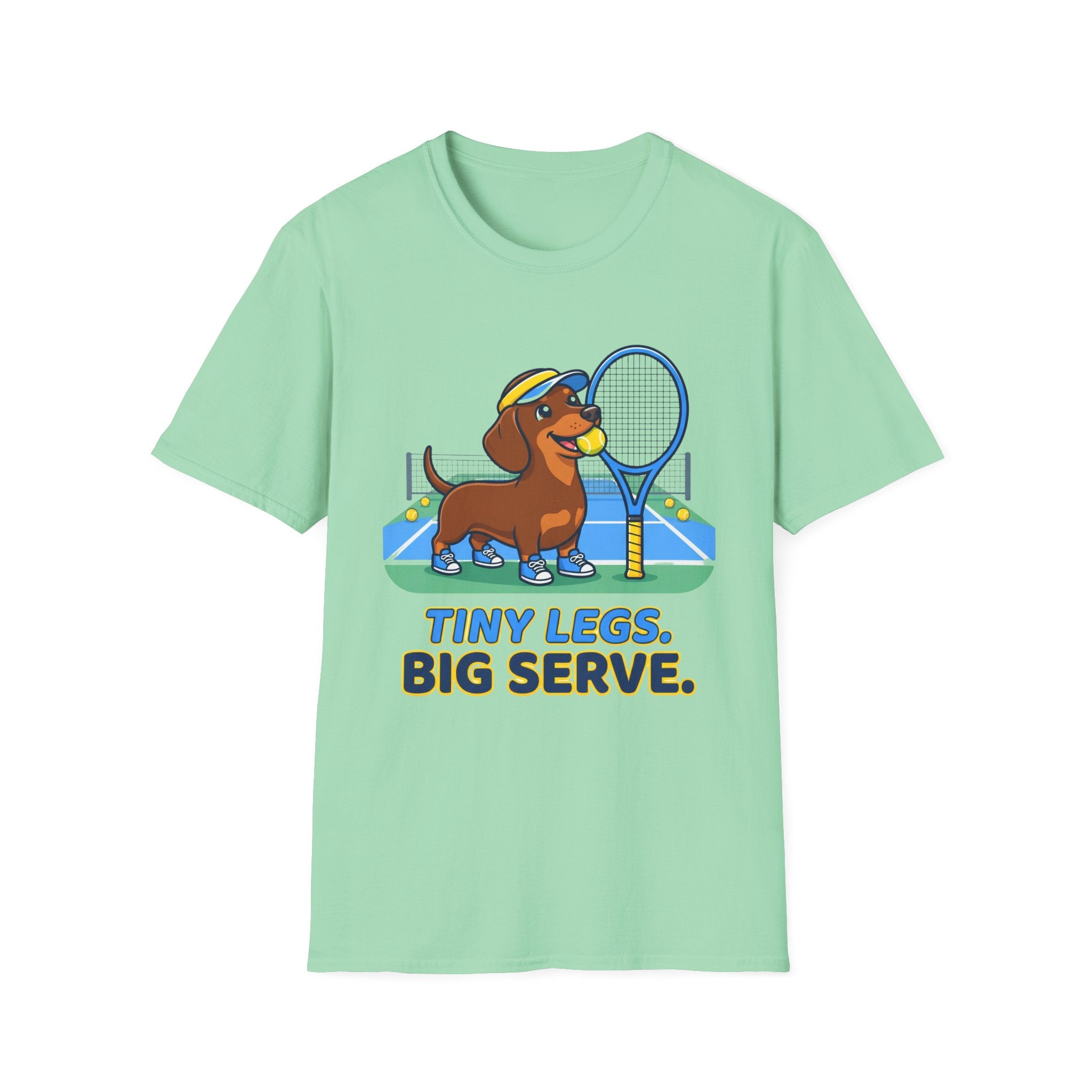 Dachshund Tennis T‑Shirt — "Tiny Legs, Big Serve" Cute Dog Tennis Tee