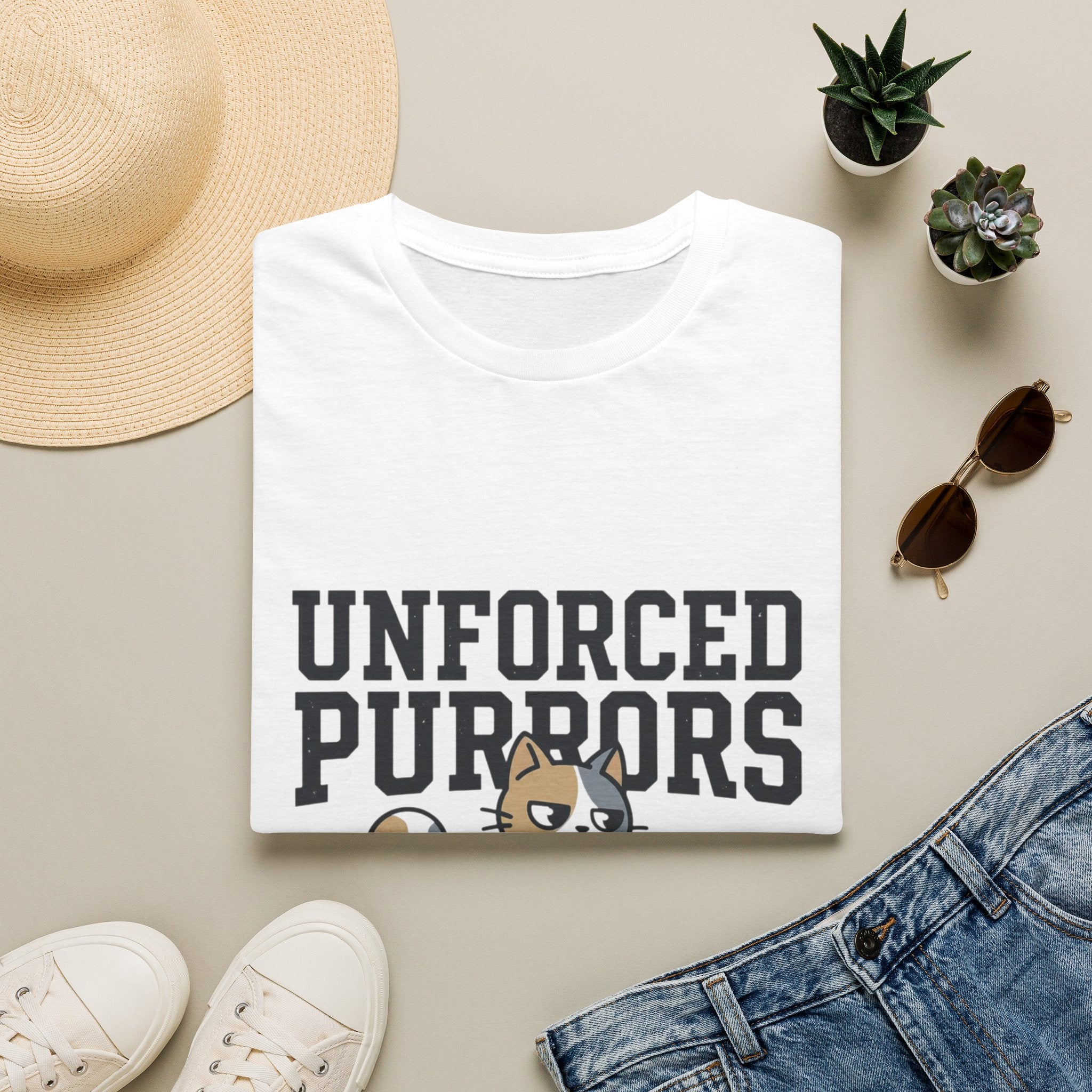 Unforced Purrs Cat T-Shirt — Funny Tennis Cat Graphic Tee
