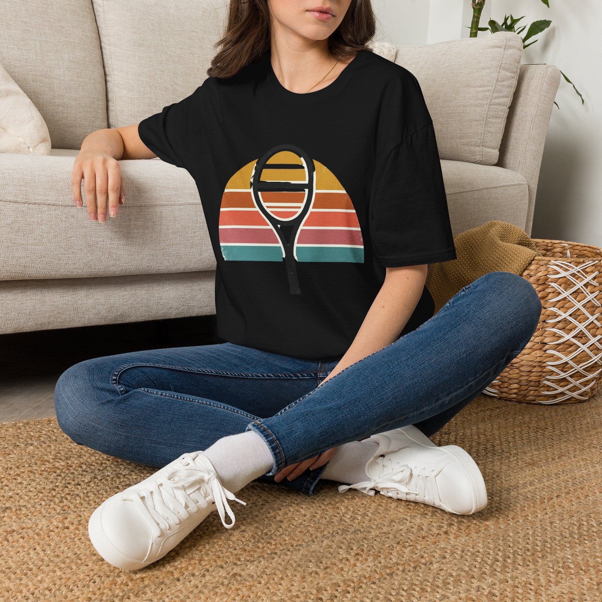 Tennis Racket Retro Sunset T-Shirt