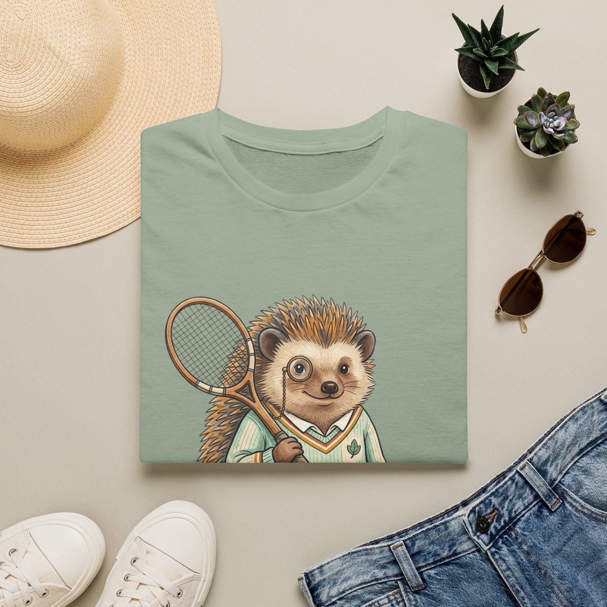 Hedgehog Tennis Player T-Shirt – Cute Animal Sports Graphic Tee