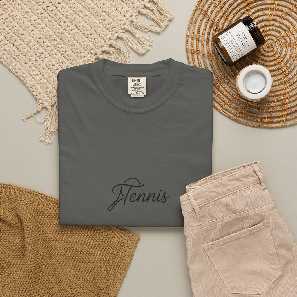 Tennis Script Tee — Minimalist Athletic Tennis T‑Shirt