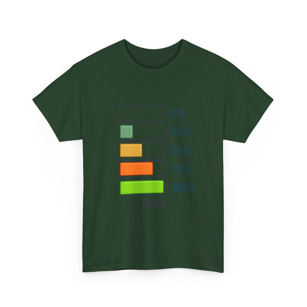 T-Shirt — Tennis Battery Level Graphic Tee (0%-100%)