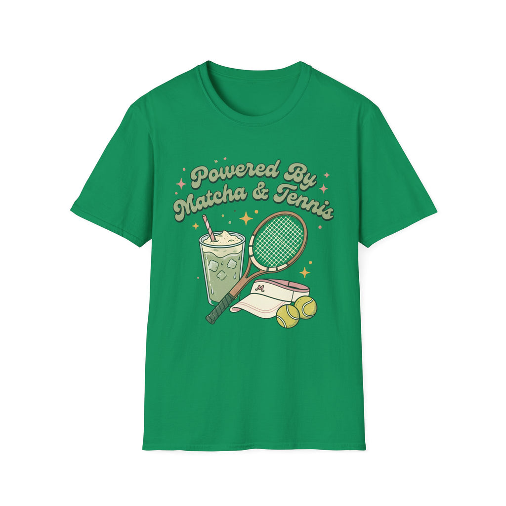 Powered by Matcha & Tennis Tee — Cute Athletic Tea Lover Shirt