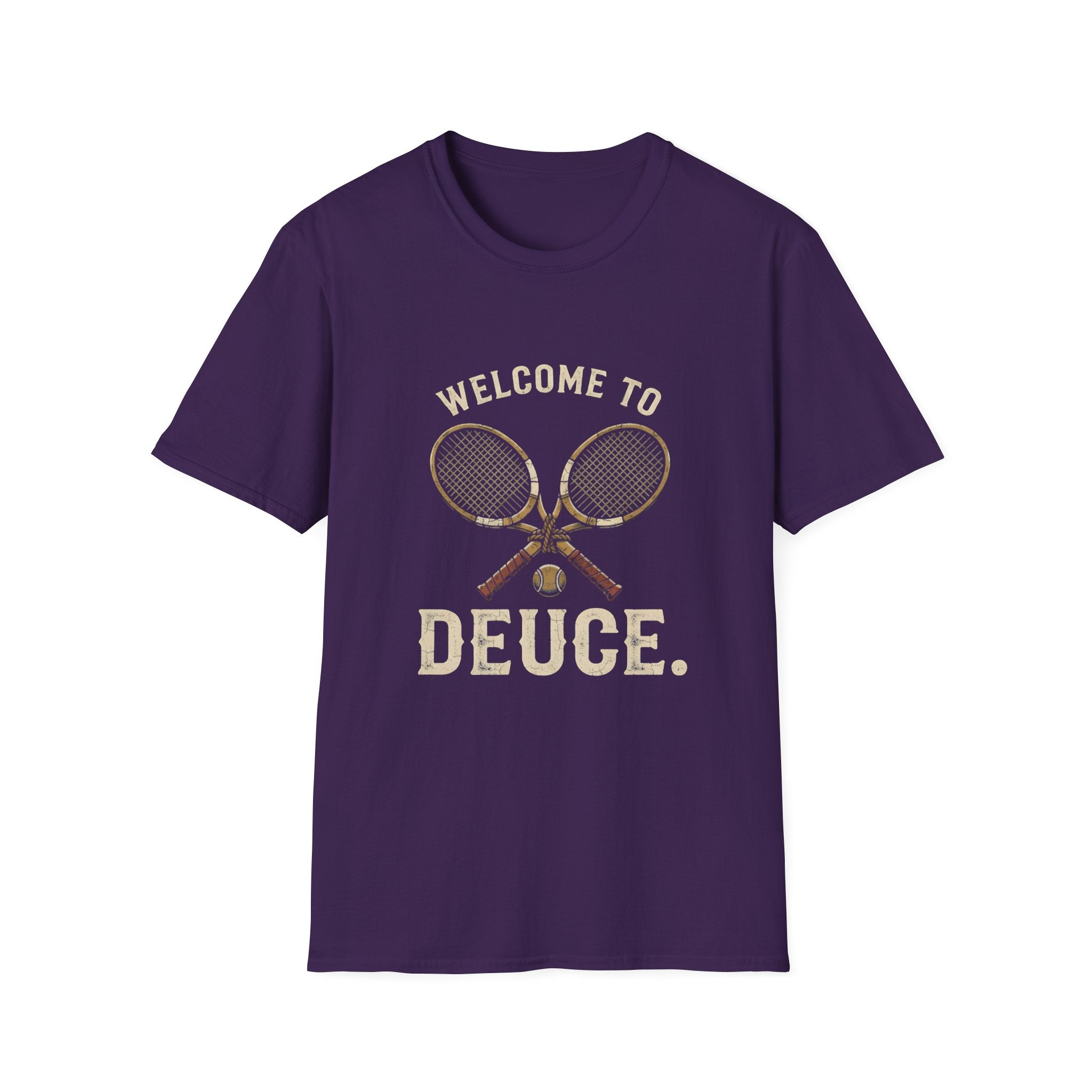 Welcome to Deuce Tennis T-Shirt — Vintage Racket Court Tee
