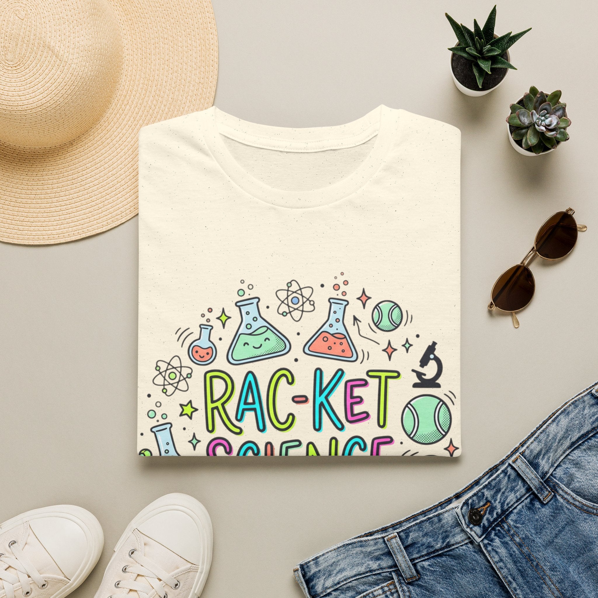 Racket Science T-Shirt — Cute Tennis & Science Graphic Tee