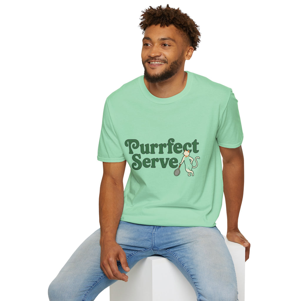 Purrfect Serve Cat Tennis T-Shirt