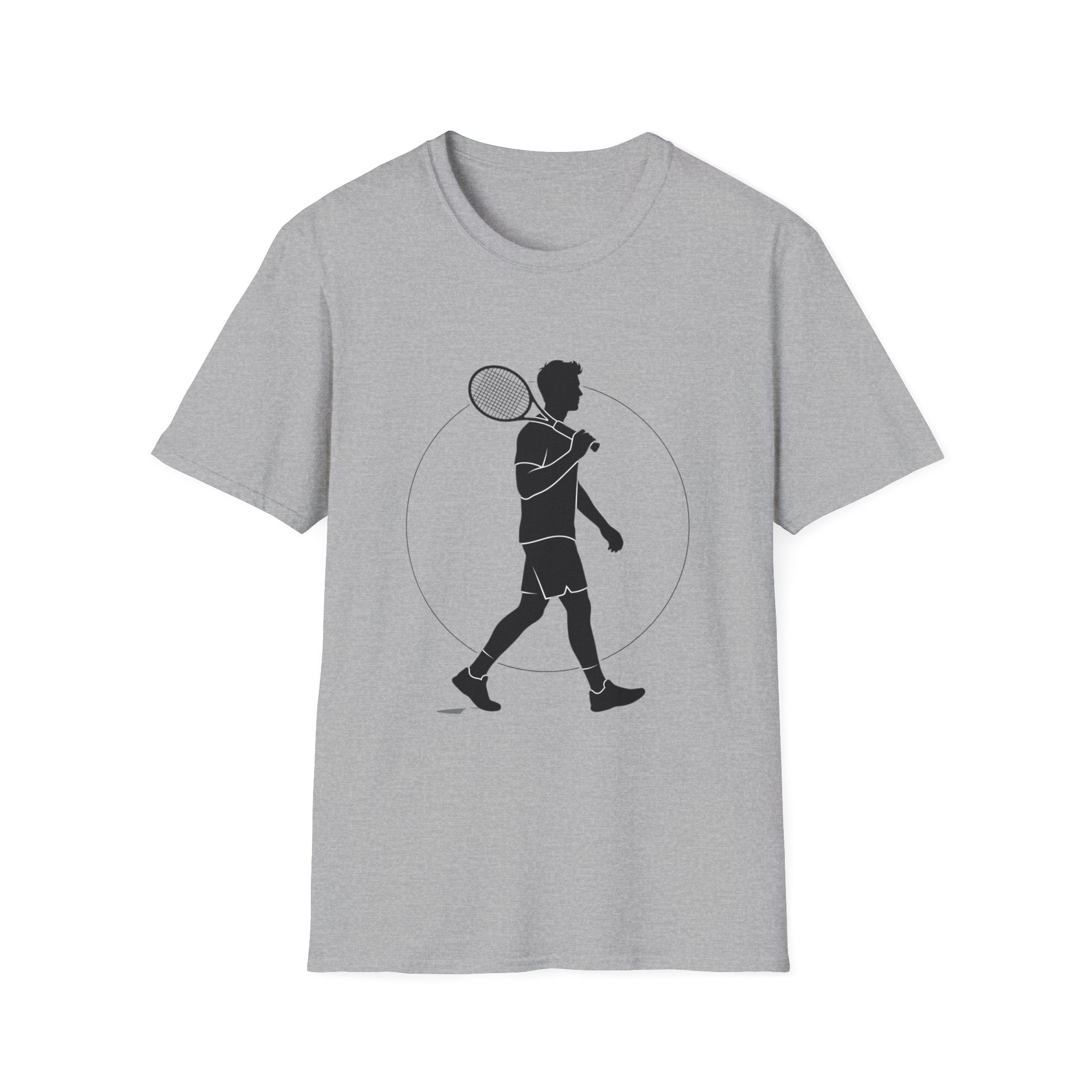 Tennis Player Silhouette T‑Shirt — Minimal Athletic Graphic Tee