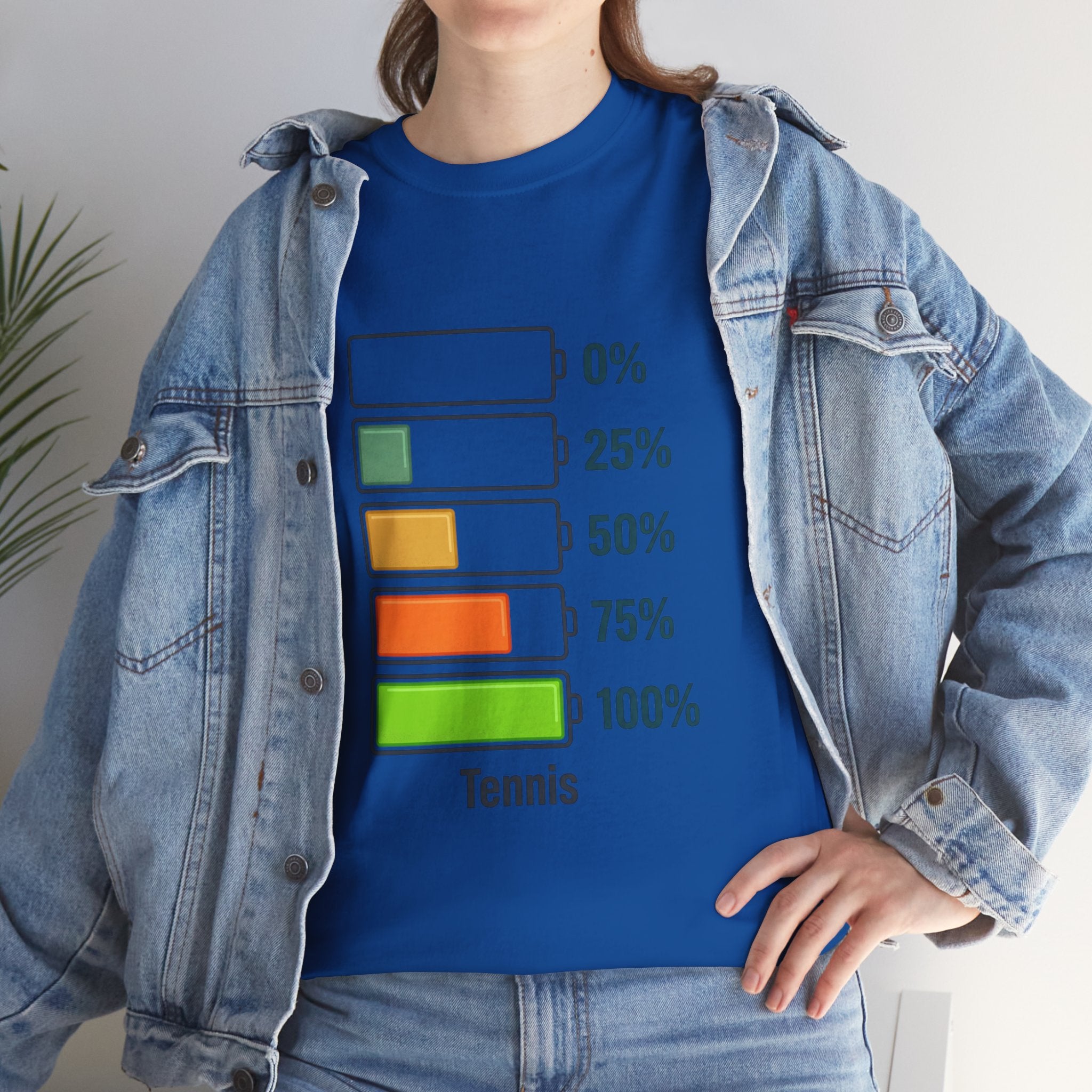 T-Shirt — Tennis Battery Level Graphic Tee (0%-100%)