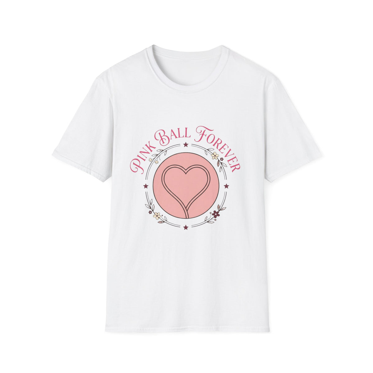 Pink Ball Forever T-Shirt — Cute Pink Heart Graphic Tee for Cheer & Sports Fans