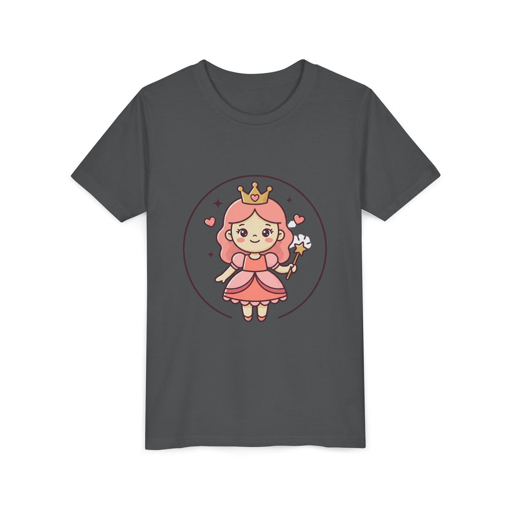 Princess Fairy Kids T-Shirt - Cute Pink Crowned Princess Graphic Youth Tee