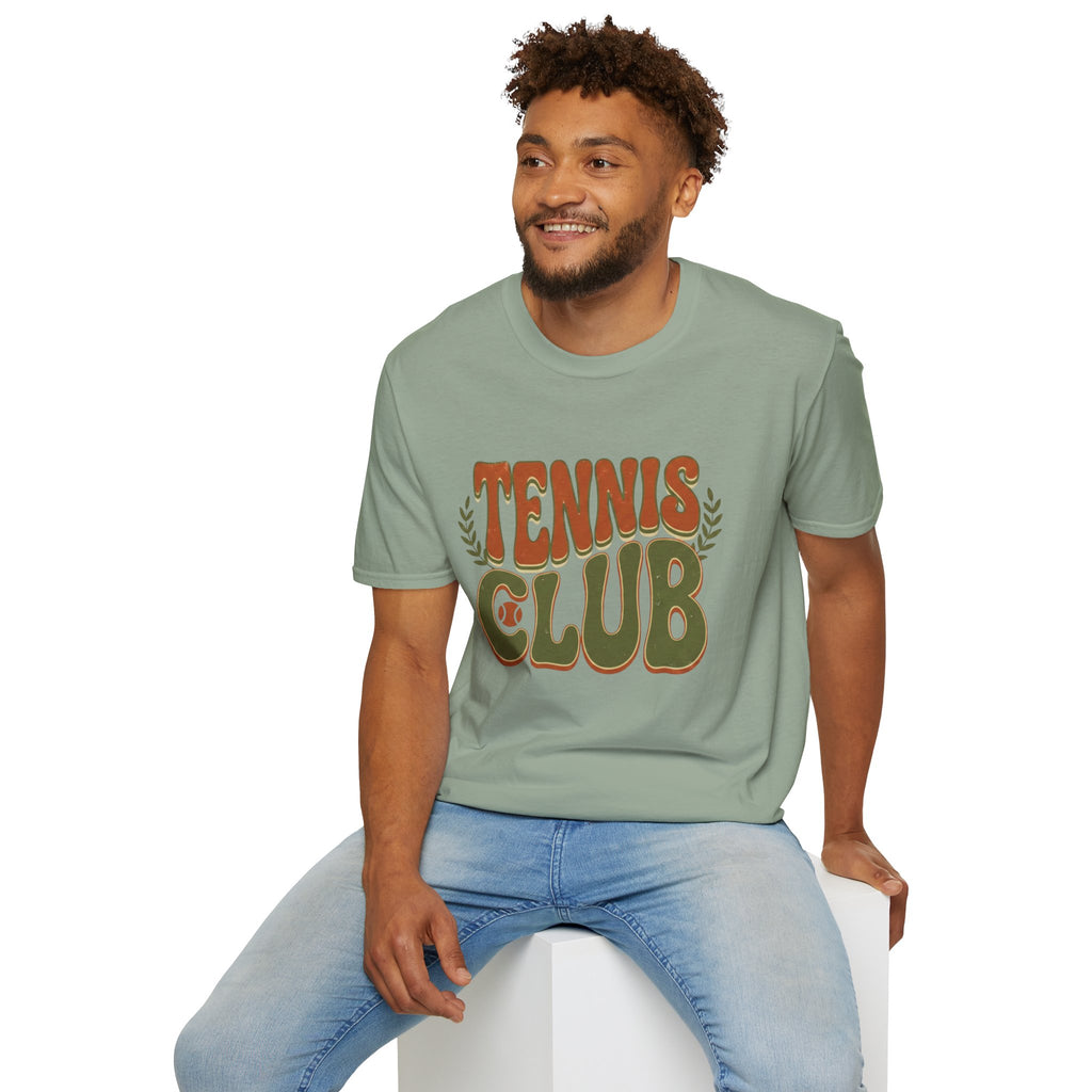 Tennis Club T‑Shirt — Retro Green & Orange Graphic Tee