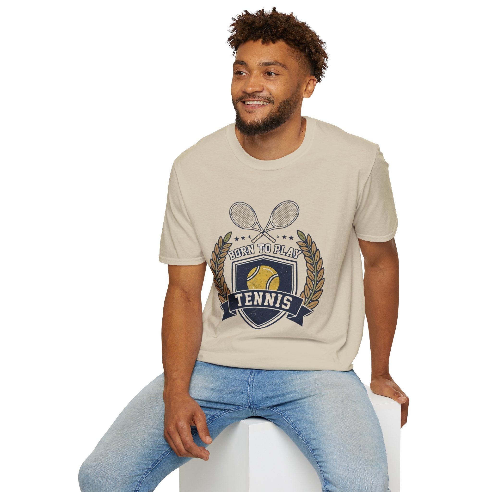 Tennis T‑Shirt — "Born to Play" Vintage Tennis Crest Tee