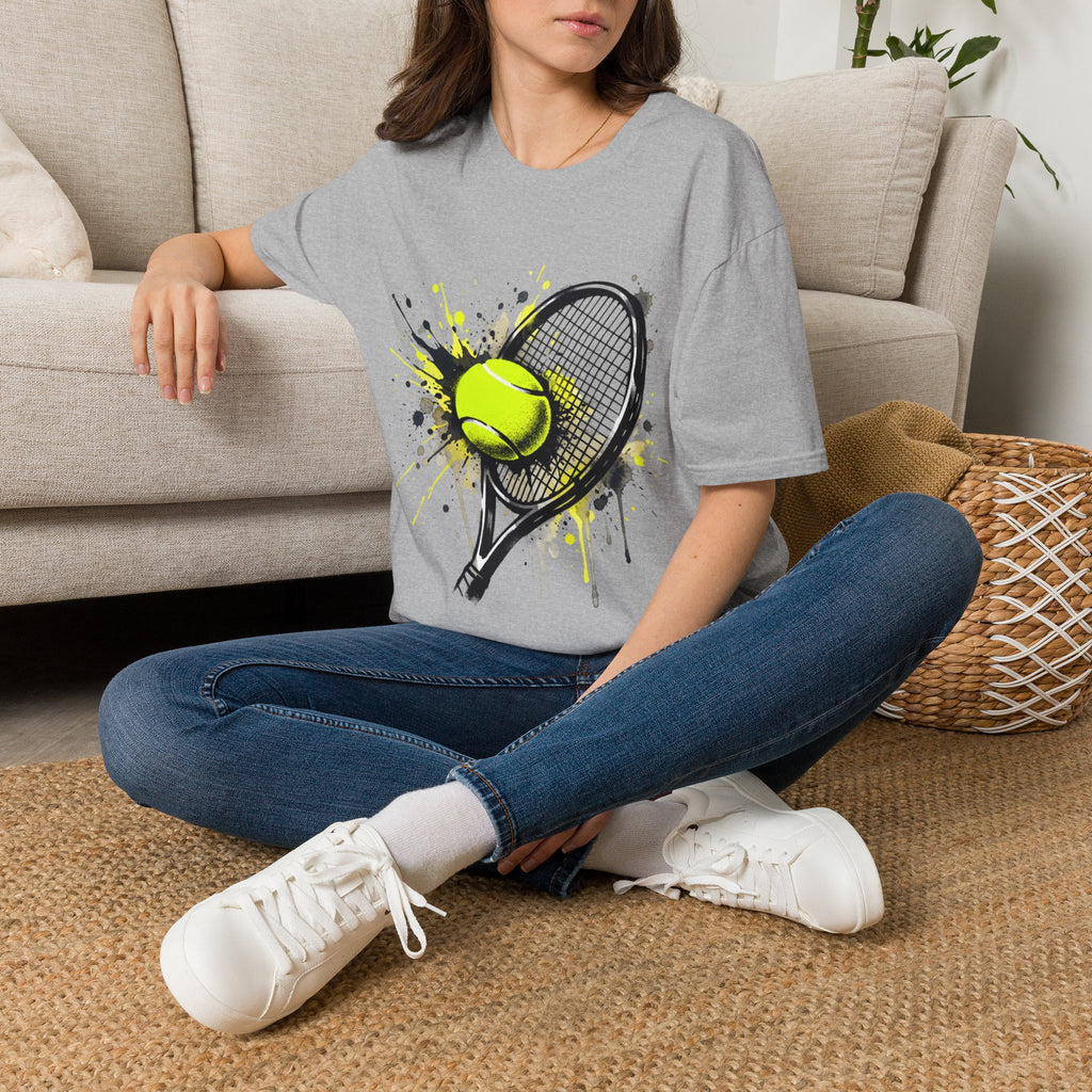 T-Shirt — Splash Tennis Racket & Ball Graphic Tee