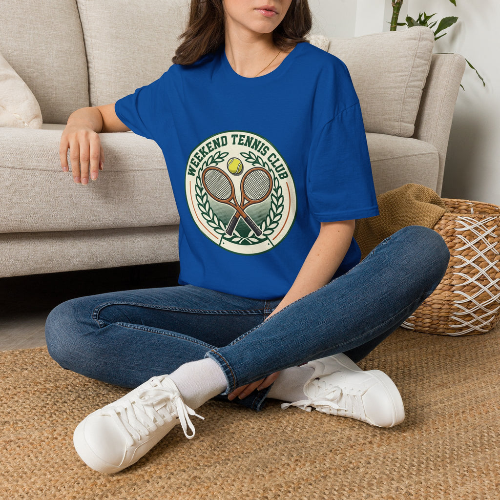 Weekend Tennis Club T-Shirt — Retro Tennis Racket & Ball Graphic