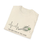 Tennis Rhythm T-Shirt — “The Rhythm of the Game” Tennis Racket & Ball Tee