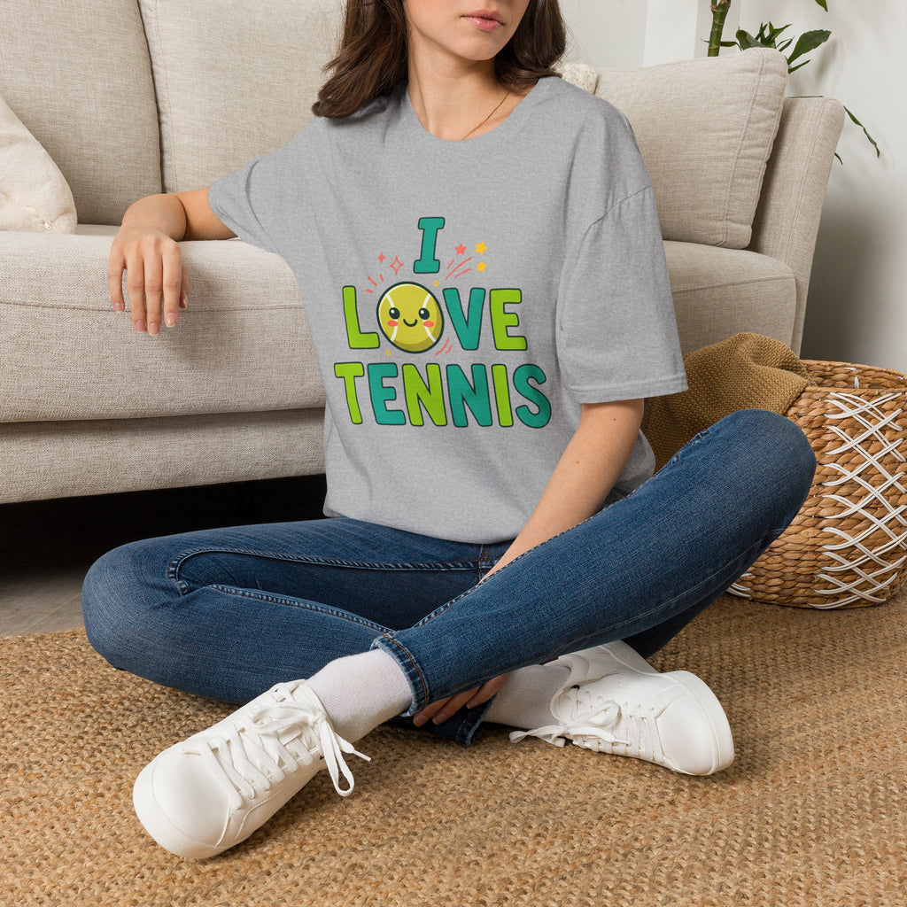 I Love Tennis T-Shirt — Cute Smiley Tennis Ball Tee for Players & Fans