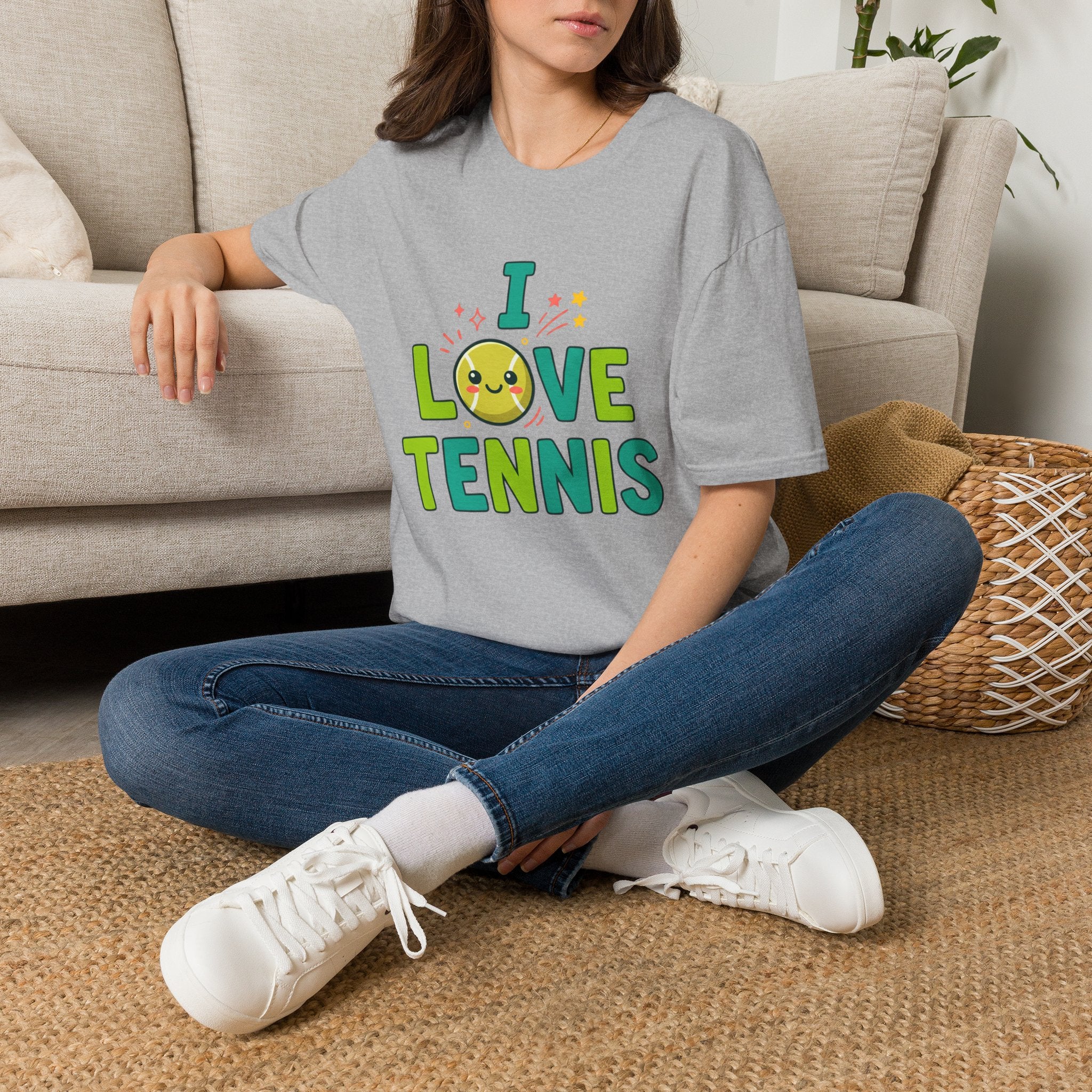 I Love Tennis T-Shirt — Cute Smiley Tennis Ball Tee for Players & Fans