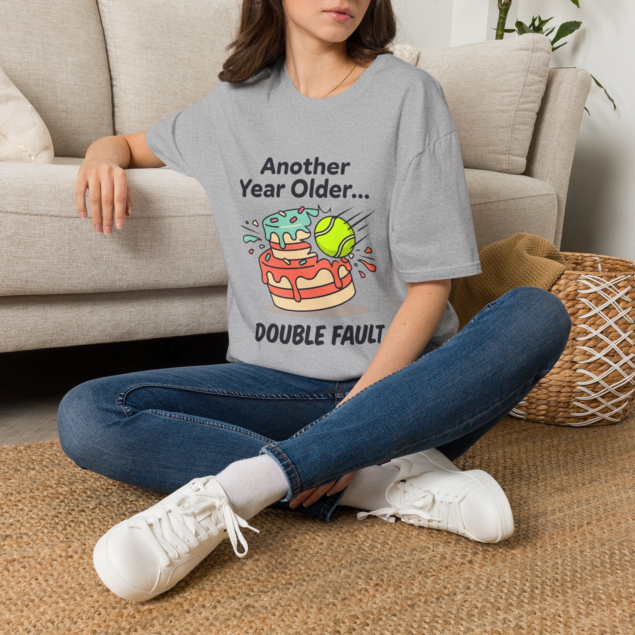 Tennis Birthday Tee — “Another Year Older… Double Fault”
