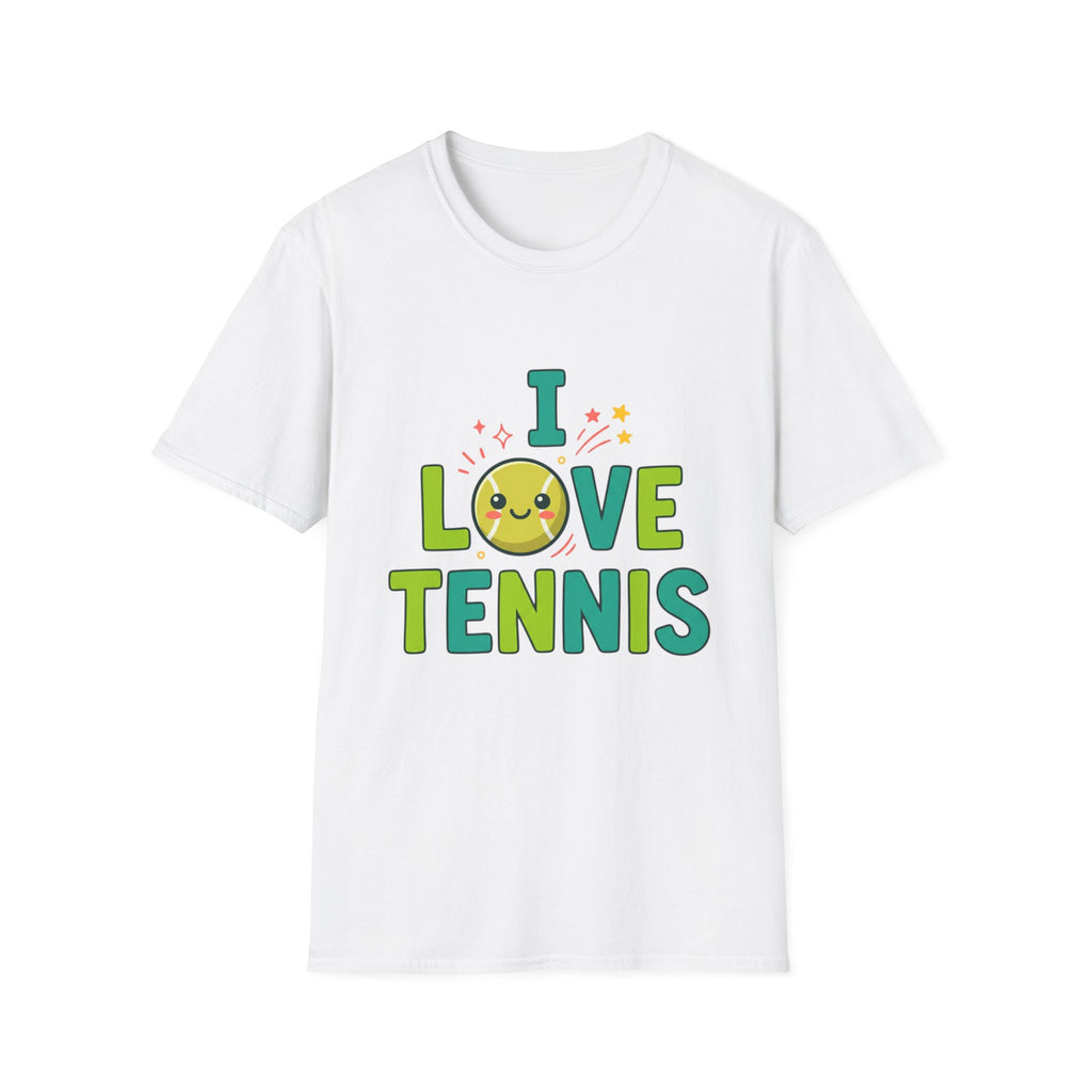 I Love Tennis T-Shirt — Cute Smiley Tennis Ball Tee for Players & Fans