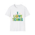 I Love Tennis T-Shirt — Cute Smiley Tennis Ball Tee for Players & Fans