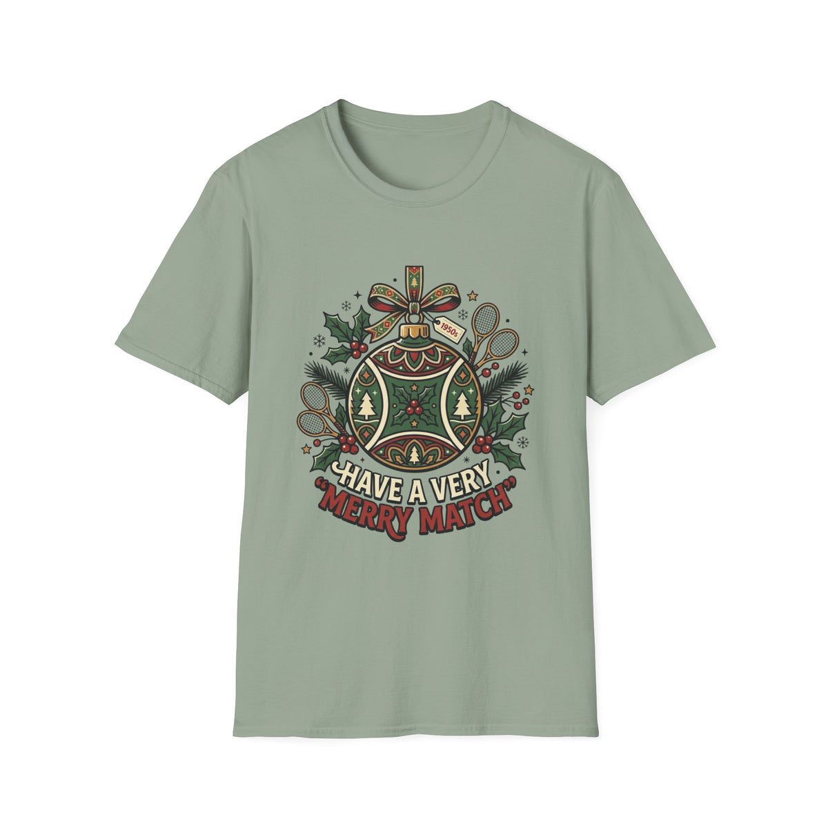 Christmas Tennis Ornament T-Shirt — "Have a Very Merry Match" Holiday Tee