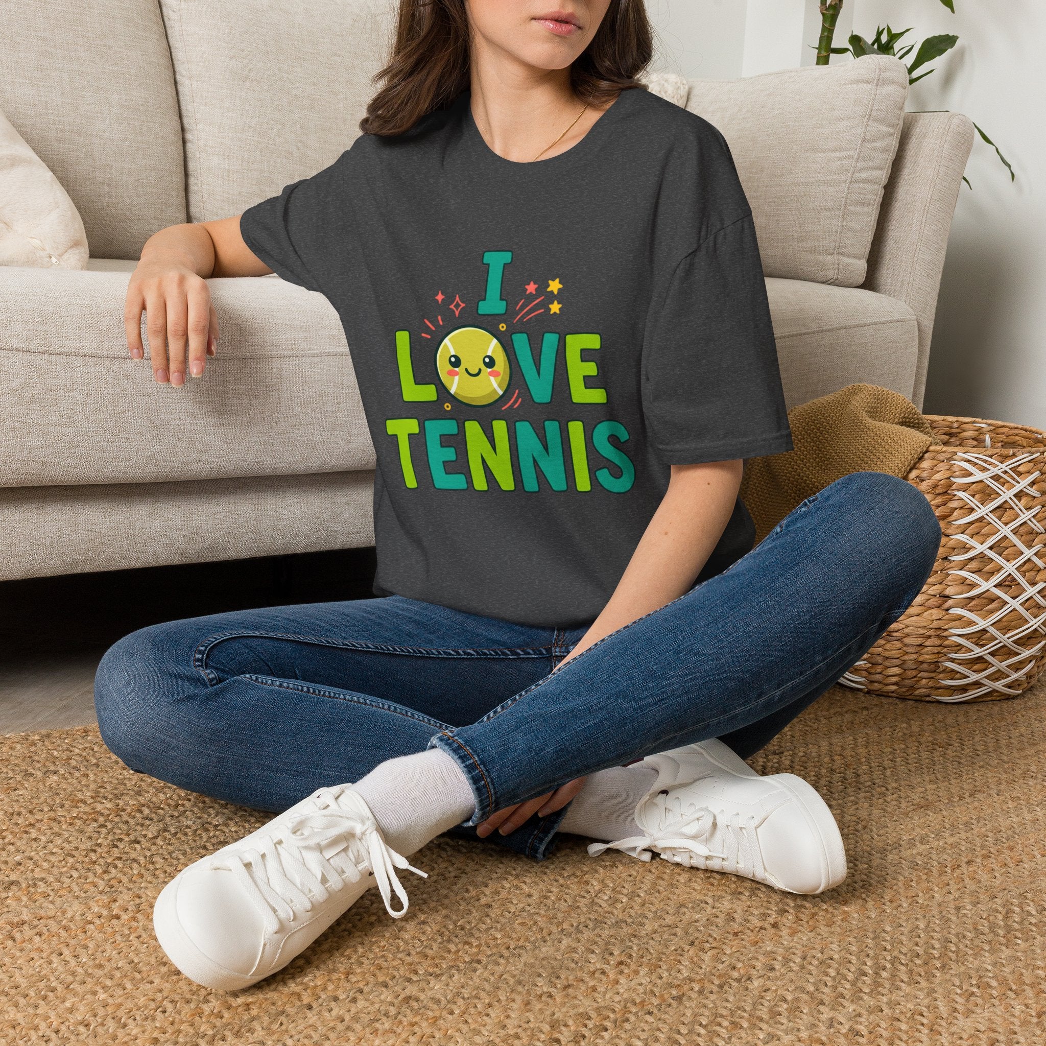 I Love Tennis T-Shirt — Cute Smiley Tennis Ball Tee for Players & Fans