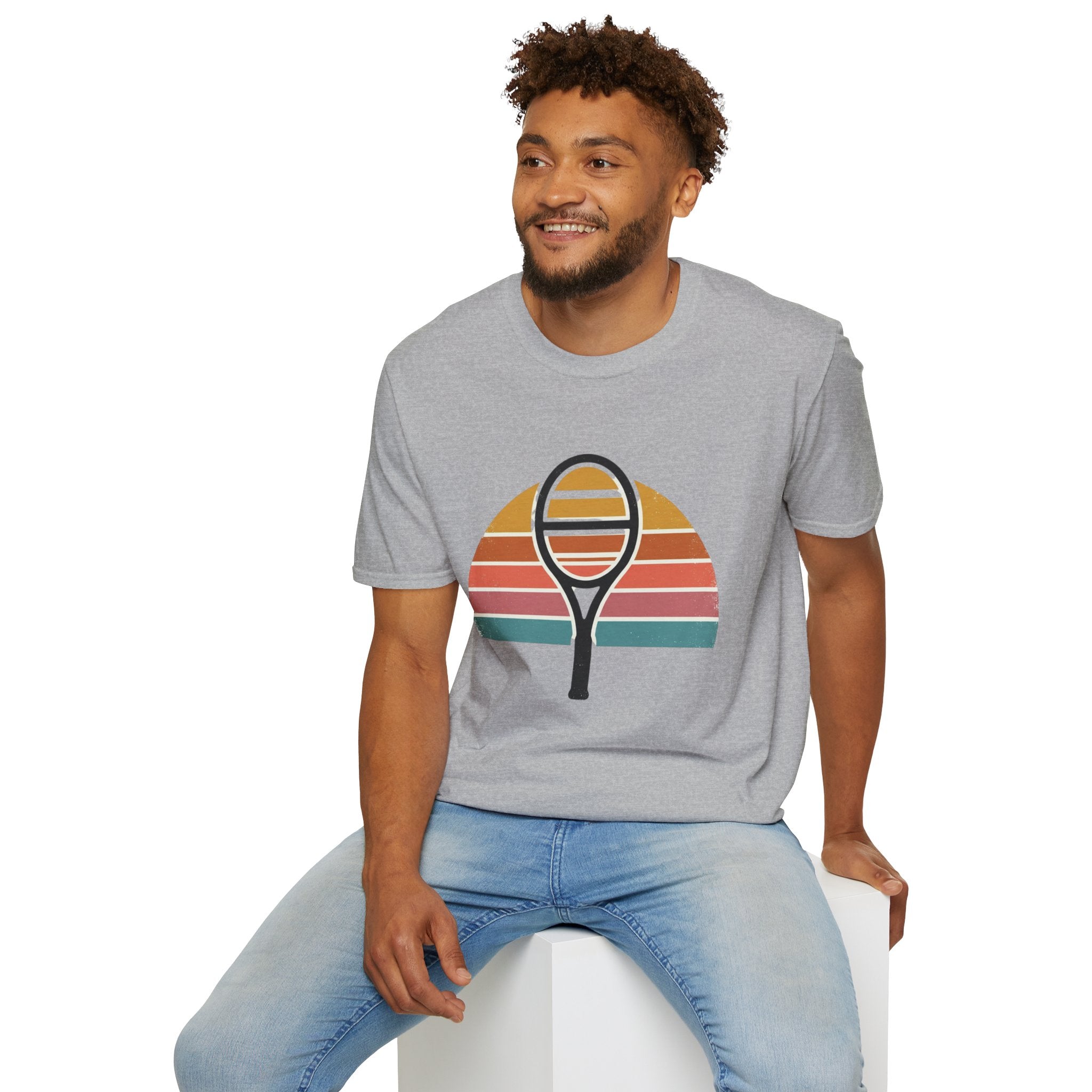 Tennis Racket Retro Sunset T-Shirt