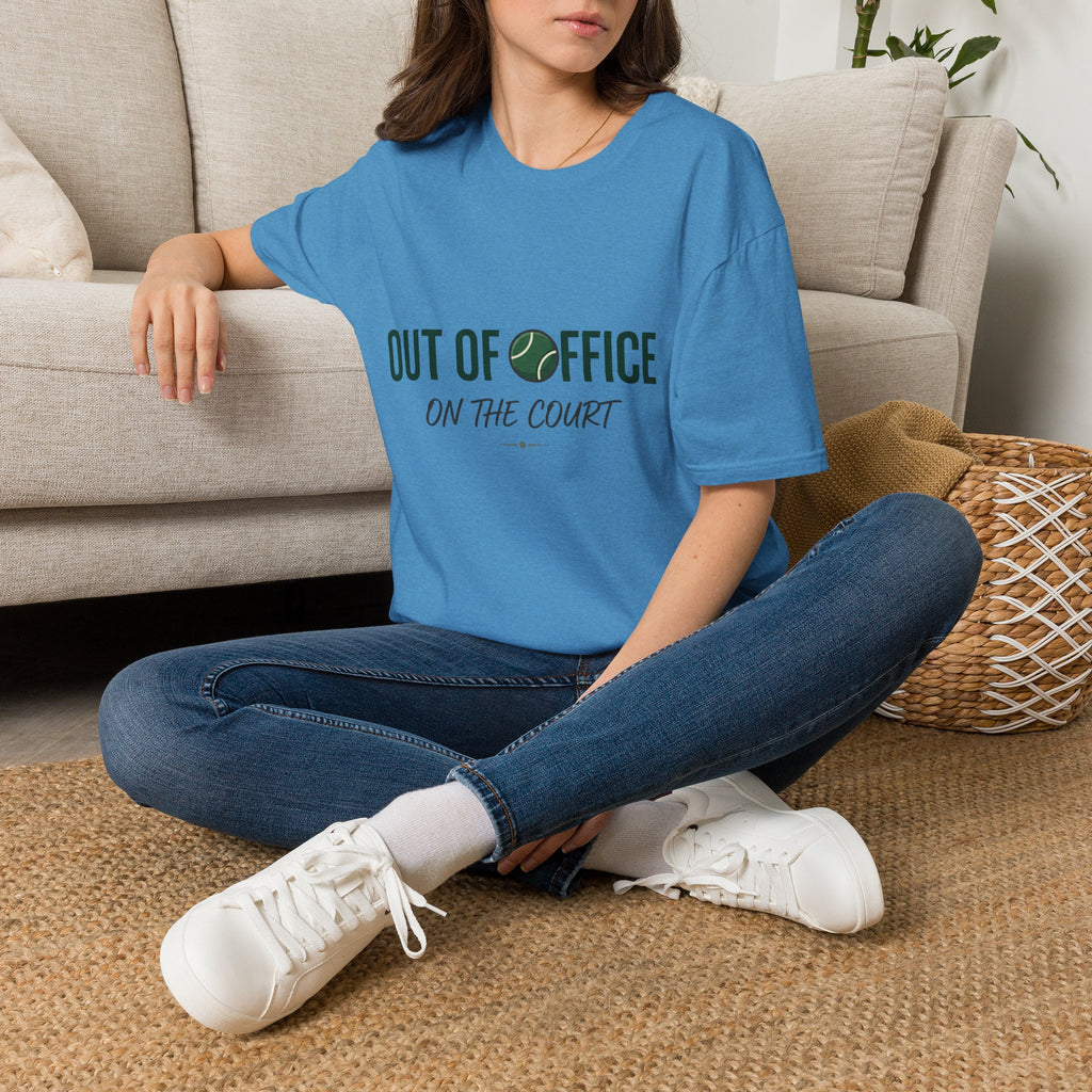 T-Shirt — "Out of Office on the Court" Tennis Graphic Tee