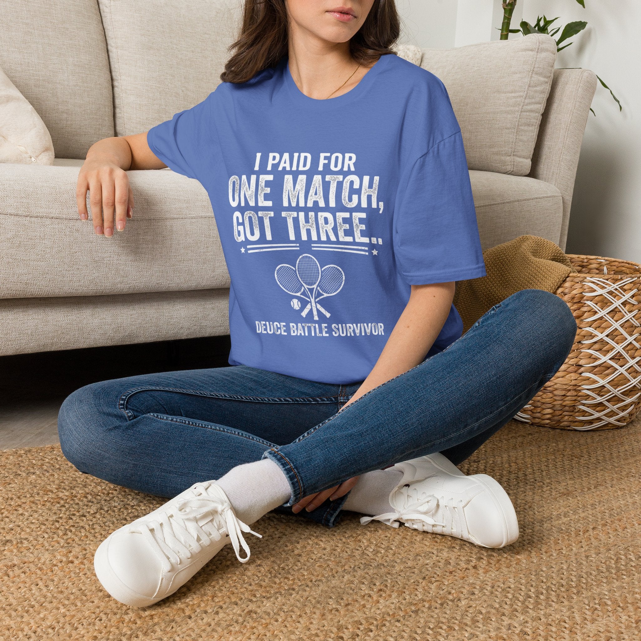 I Paid for One Match Got Three T-Shirt — Deuce Battle Survivor Tennis Humor Tee