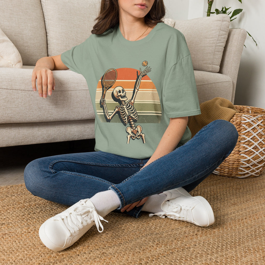 Skeleton Tennis Tee — Retro Sunset Vintage t_shirt