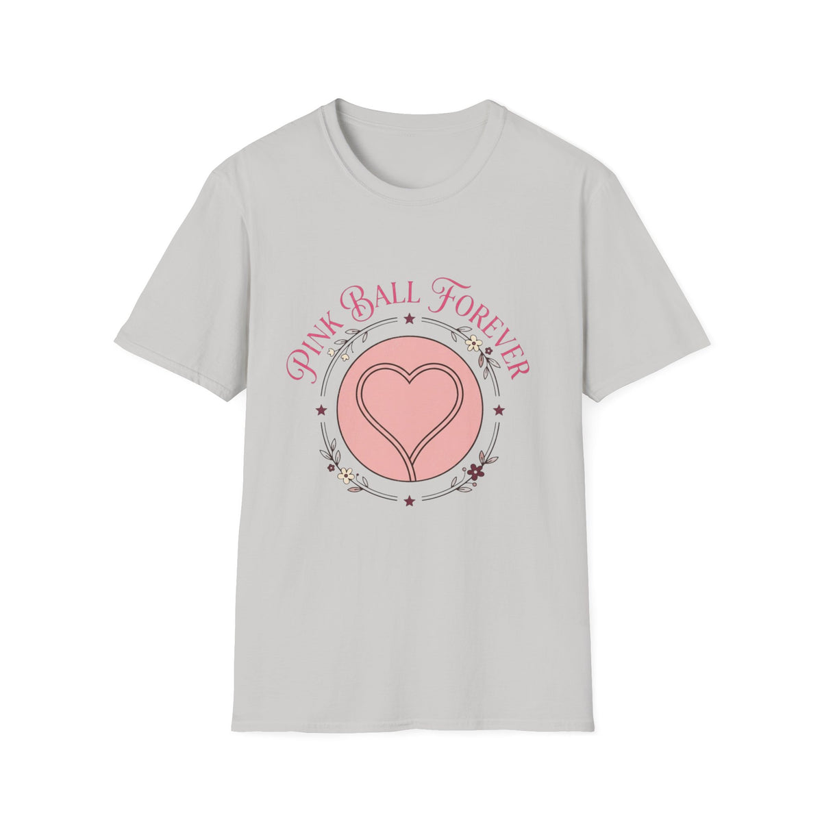 Pink Ball Forever T-Shirt — Cute Pink Heart Graphic Tee for Cheer & Sports Fans
