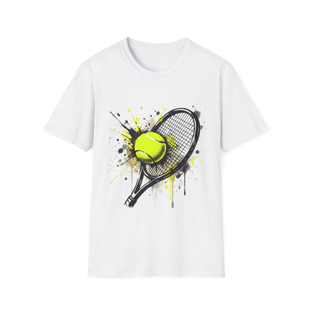 T-Shirt — Splash Tennis Racket & Ball Graphic Tee